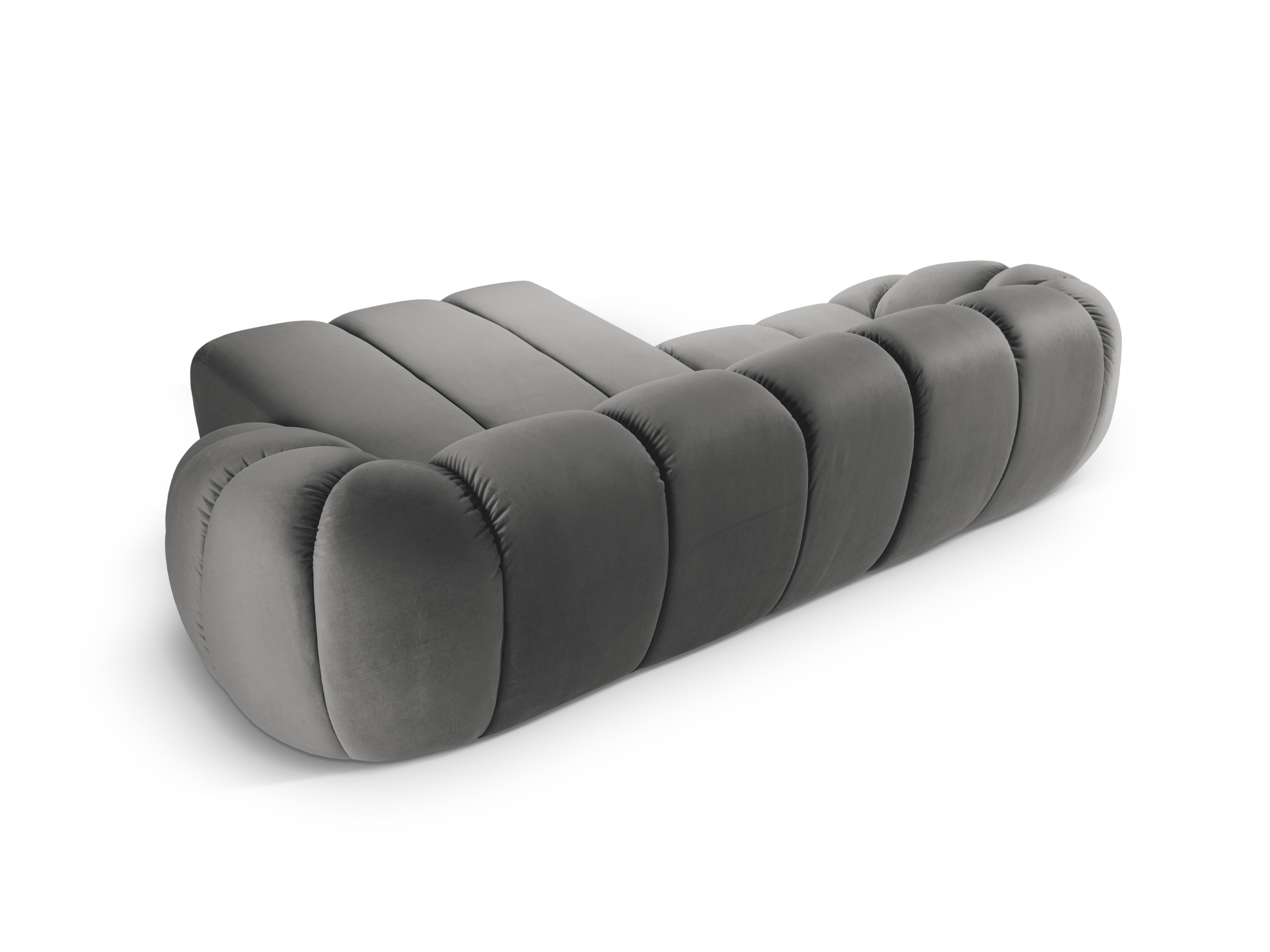 Samt-Ecksofa für 3 Personen rechts DIANA grau