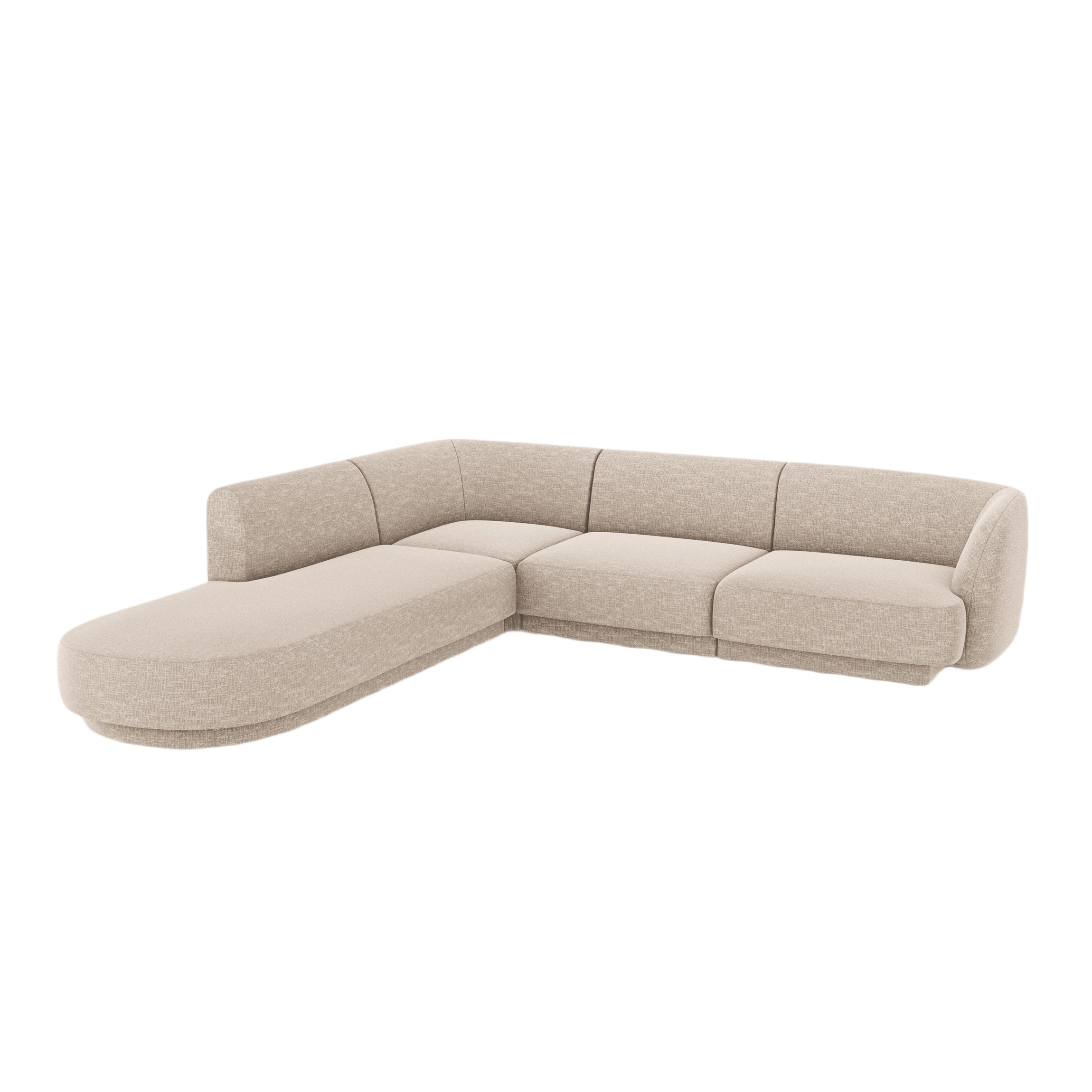 6-sitzige linke Eckcouch MILEY beige schimmernder Chenille