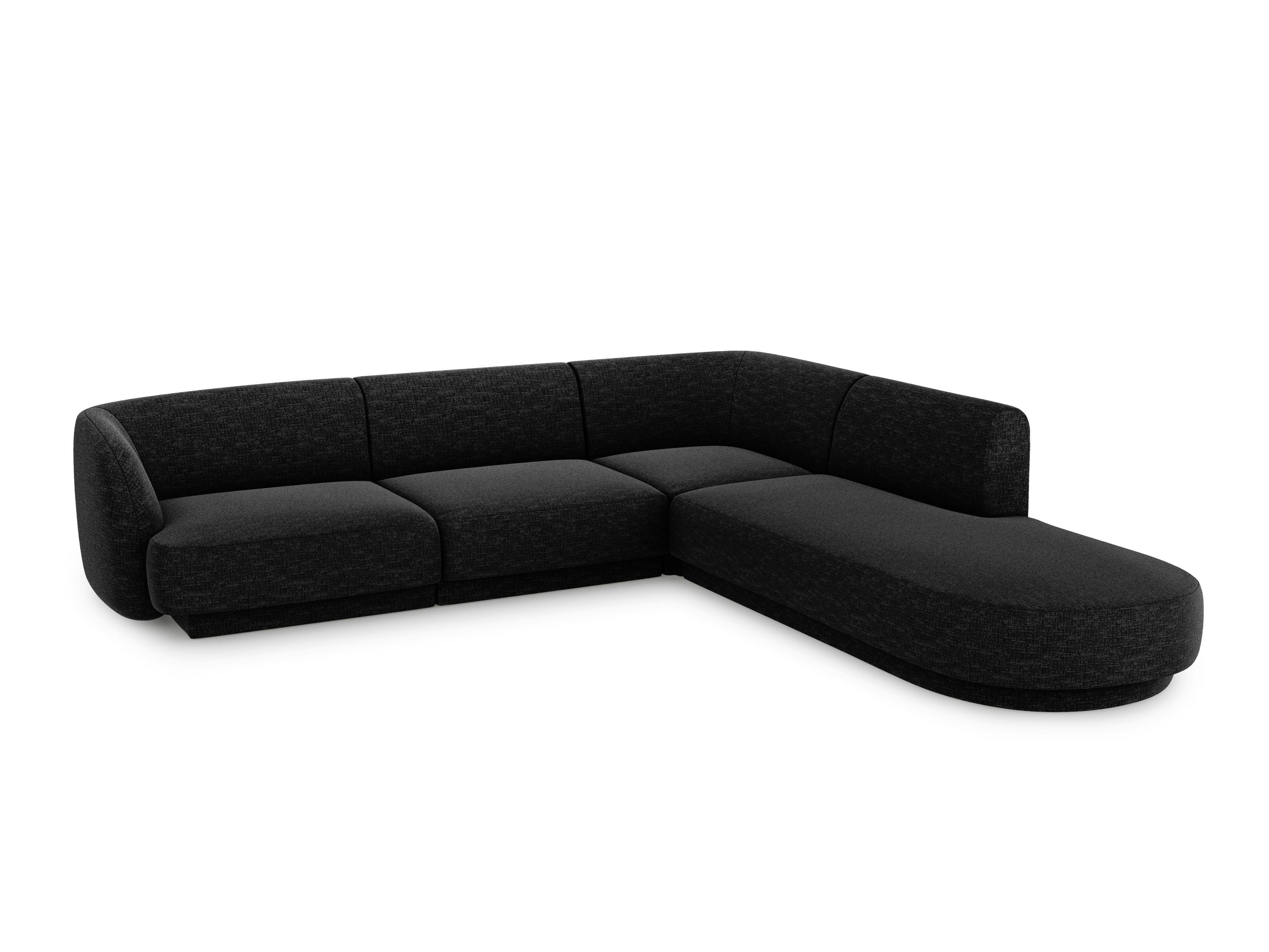 Right-facing 6-seater corner sofa MILEY black chenille