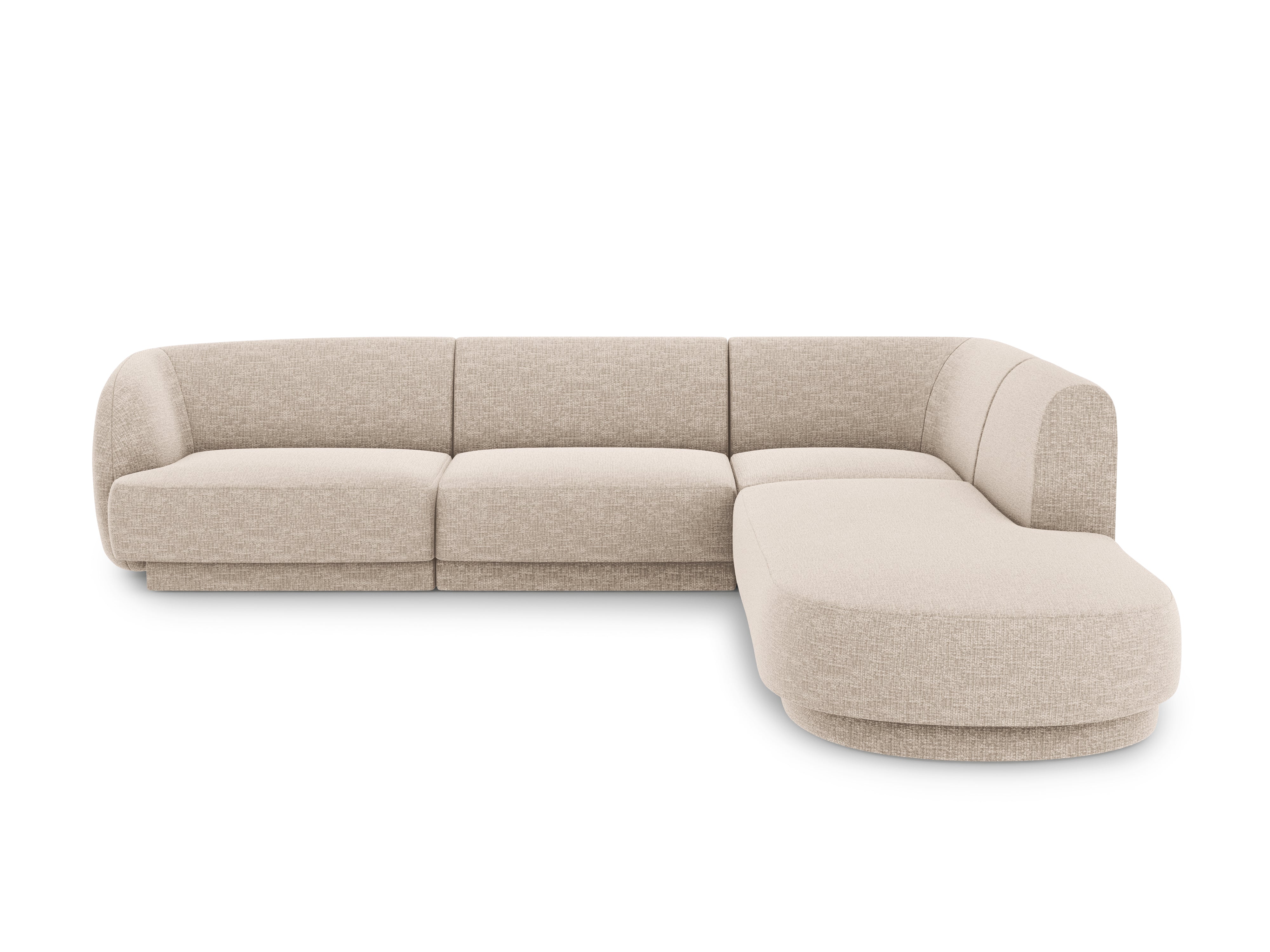 Narożnik 6-osobowy w tkaninie szenilowej prawostronny MILEY beżowy Micadoni Eye on Design