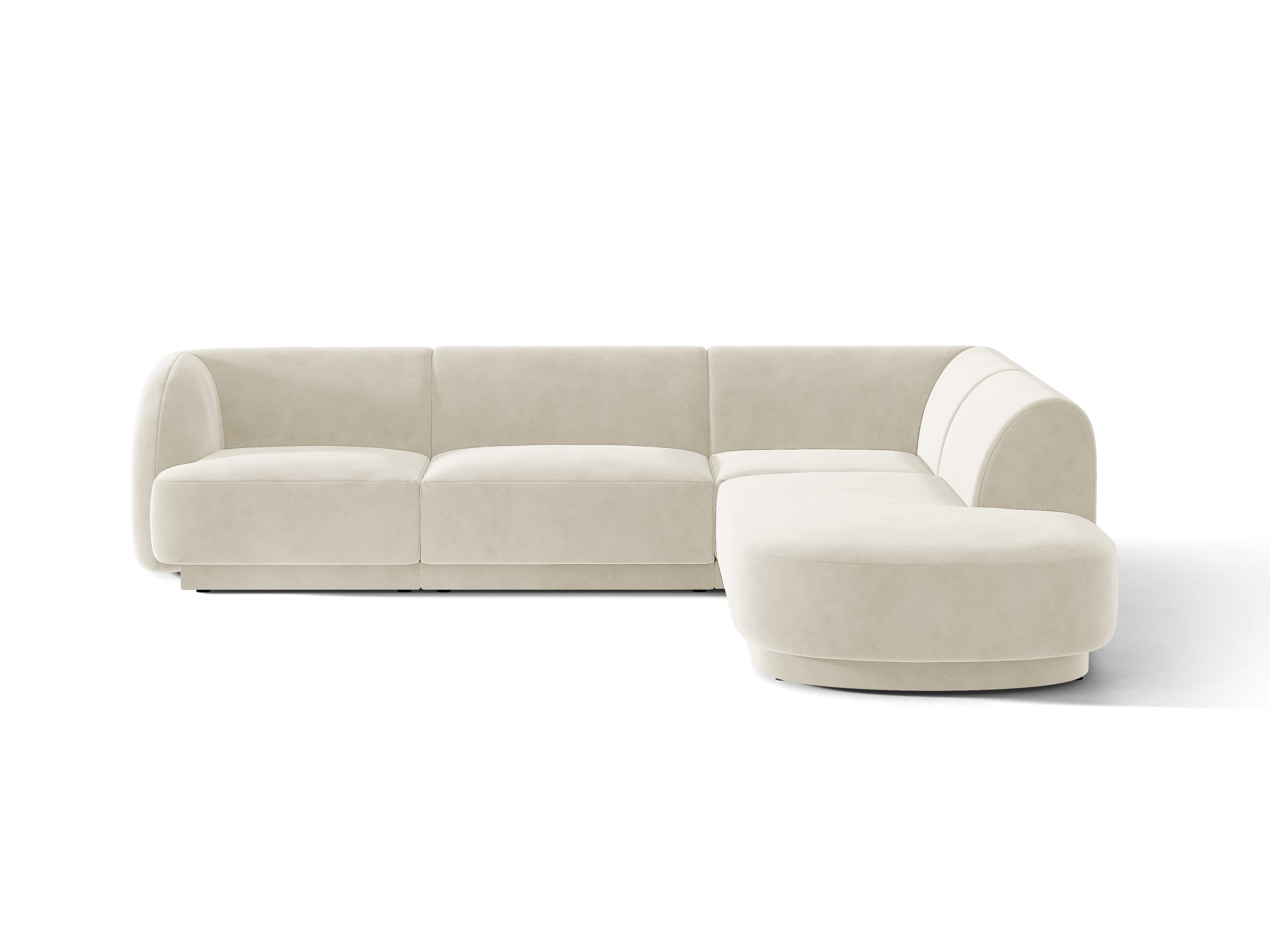 Beige 6-persoons rechtse fluwelen hoekbank MILEY