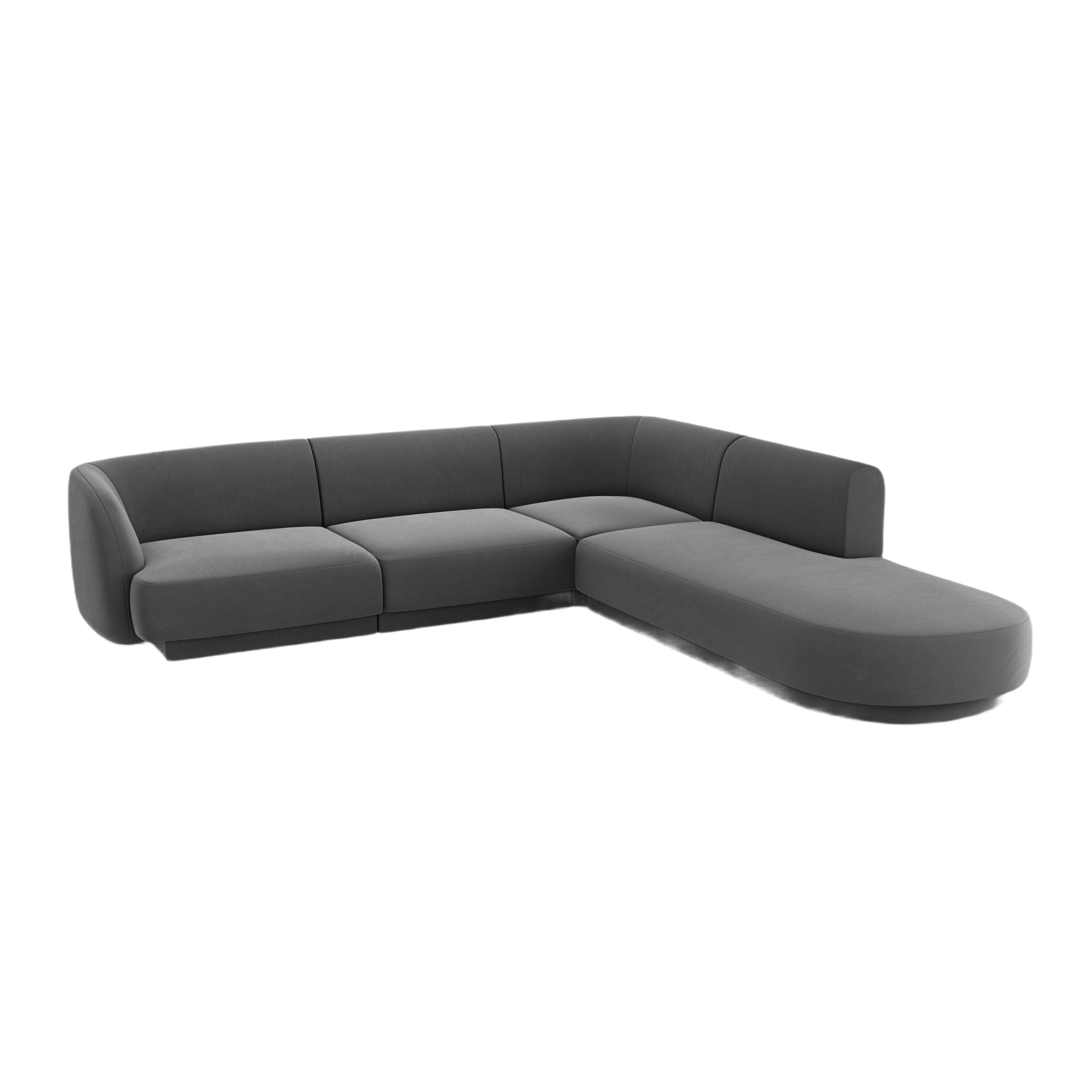 Velvet corner sofa for 6 people right-facing MILEY dark gray