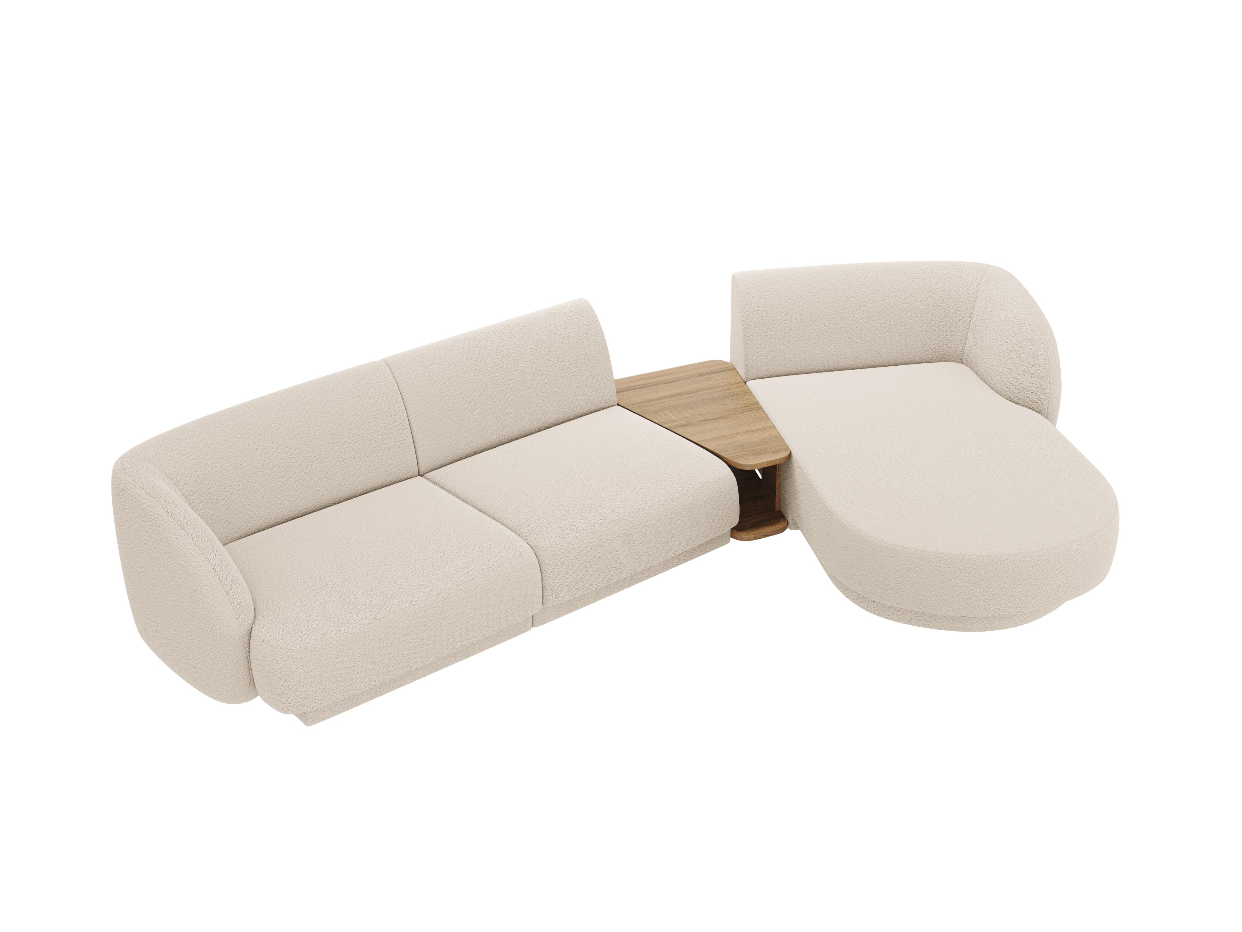 Modulares Ecksofa mit Tisch 3-Sitzer rechts MILEY beige Boucle