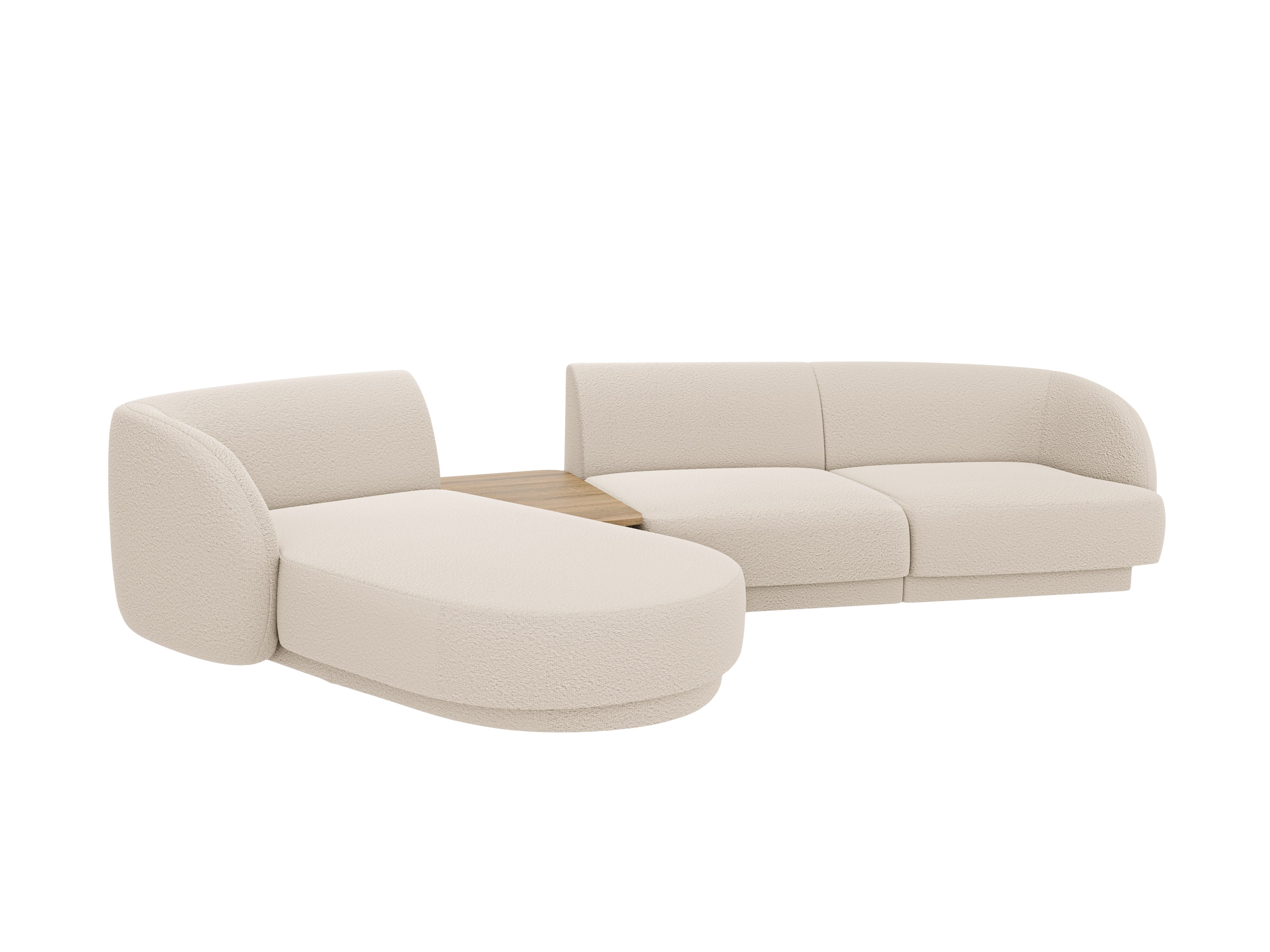 Modulares Ecksofa mit Tisch 3-sitzig links MILEY beige Boucle
