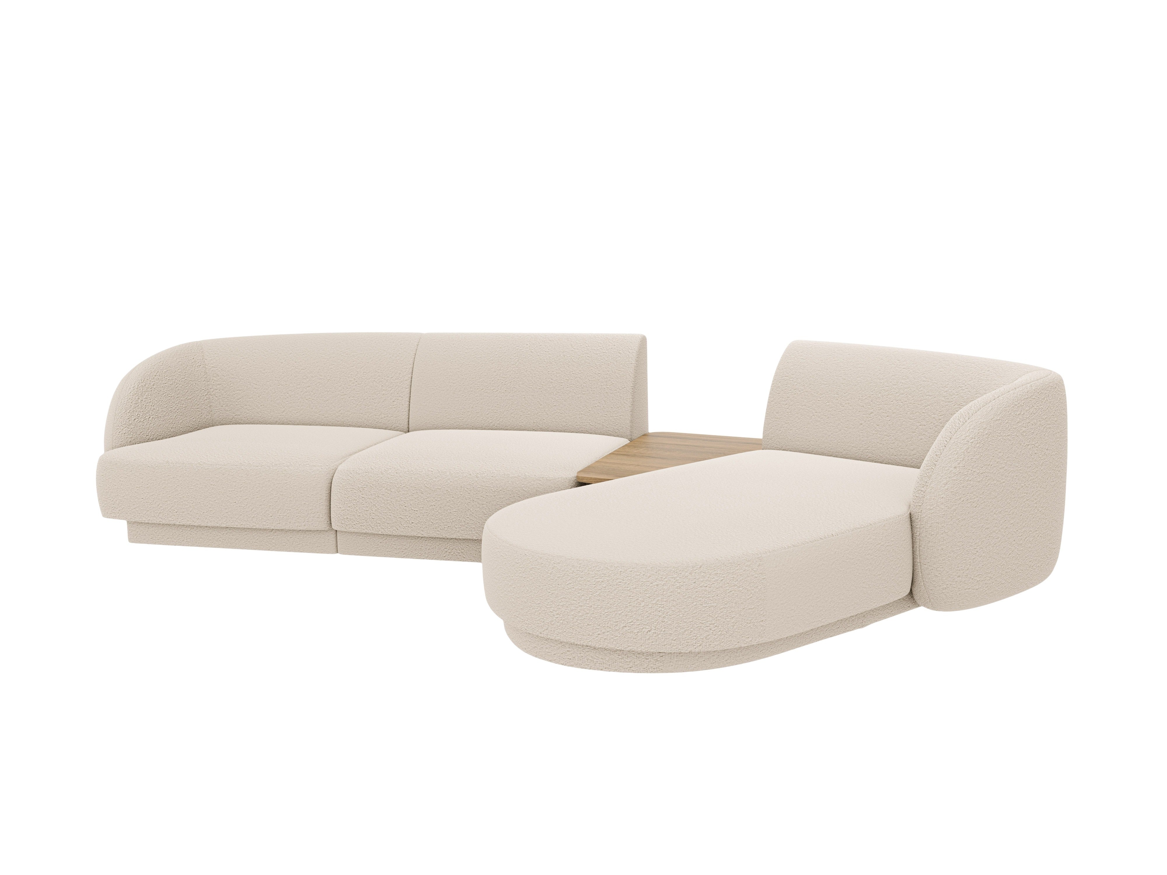 Modulares Ecksofa mit Tisch 3-Sitzer rechts MILEY beige Boucle
