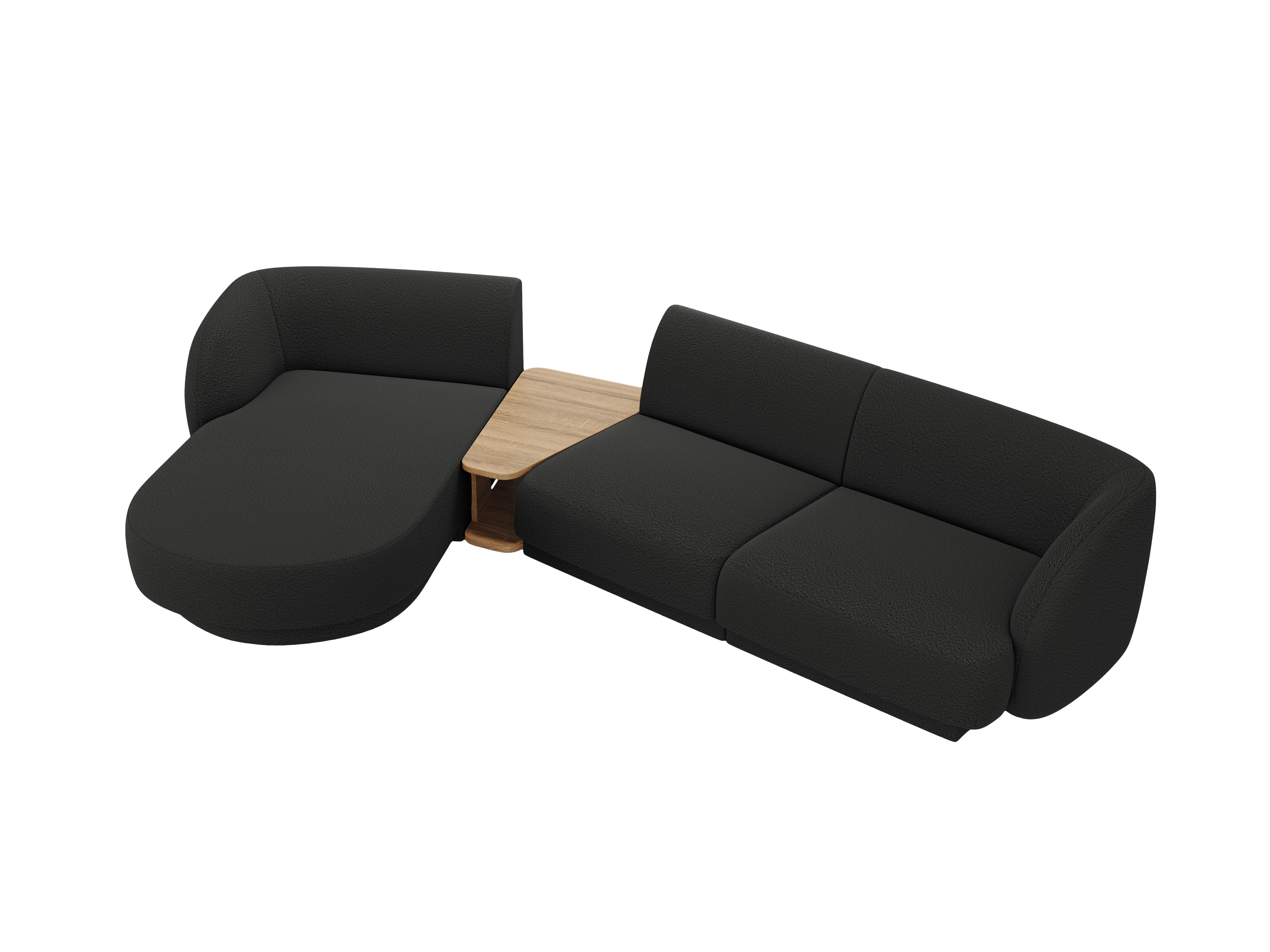 Modulares Ecksofa mit Tisch 3-sitzig links MILEY schwarz Boucle