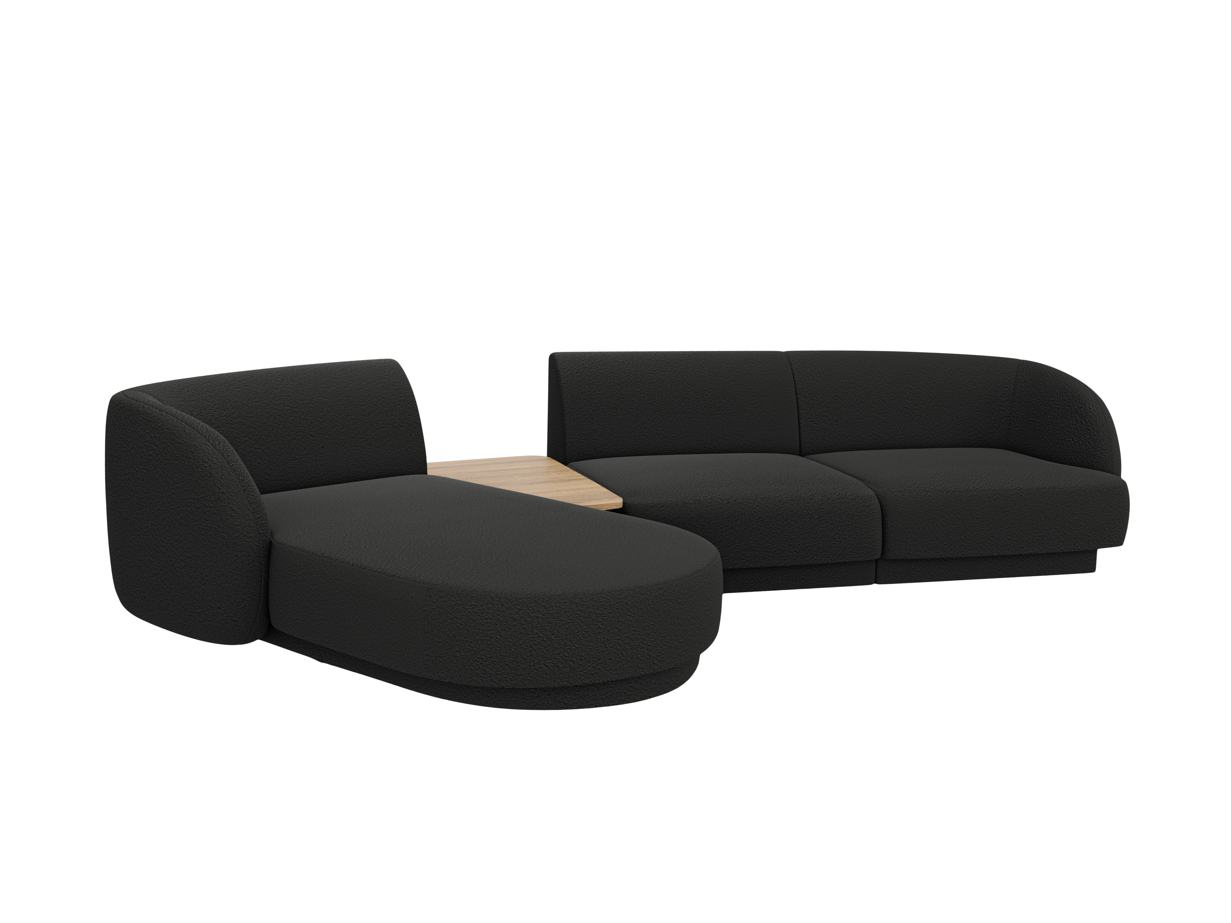 Modulares Ecksofa mit Tisch 3-sitzig links MILEY schwarz Boucle