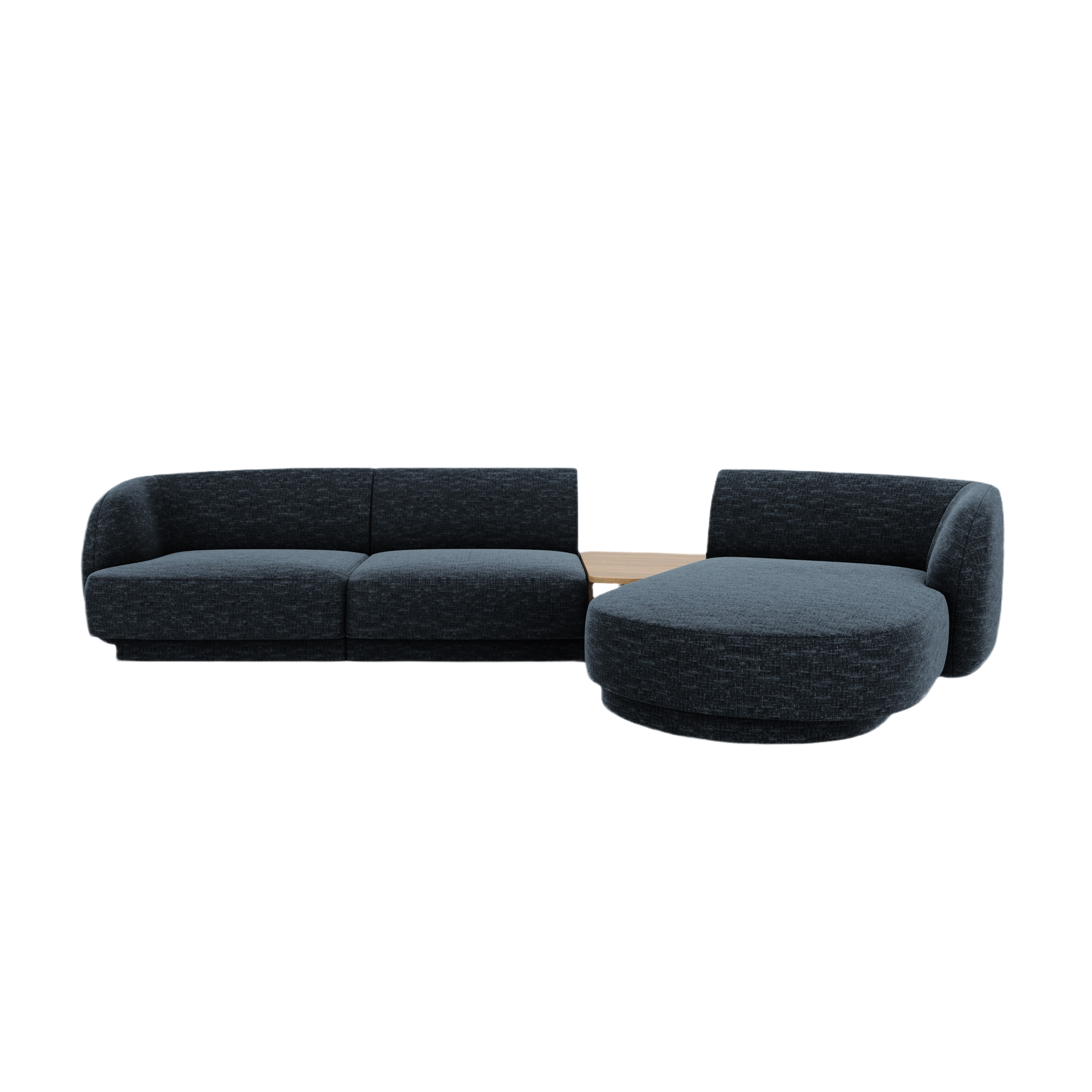Modulares Ecksofa mit Tisch 3-Sitzer rechts MILEY königsblau samtig