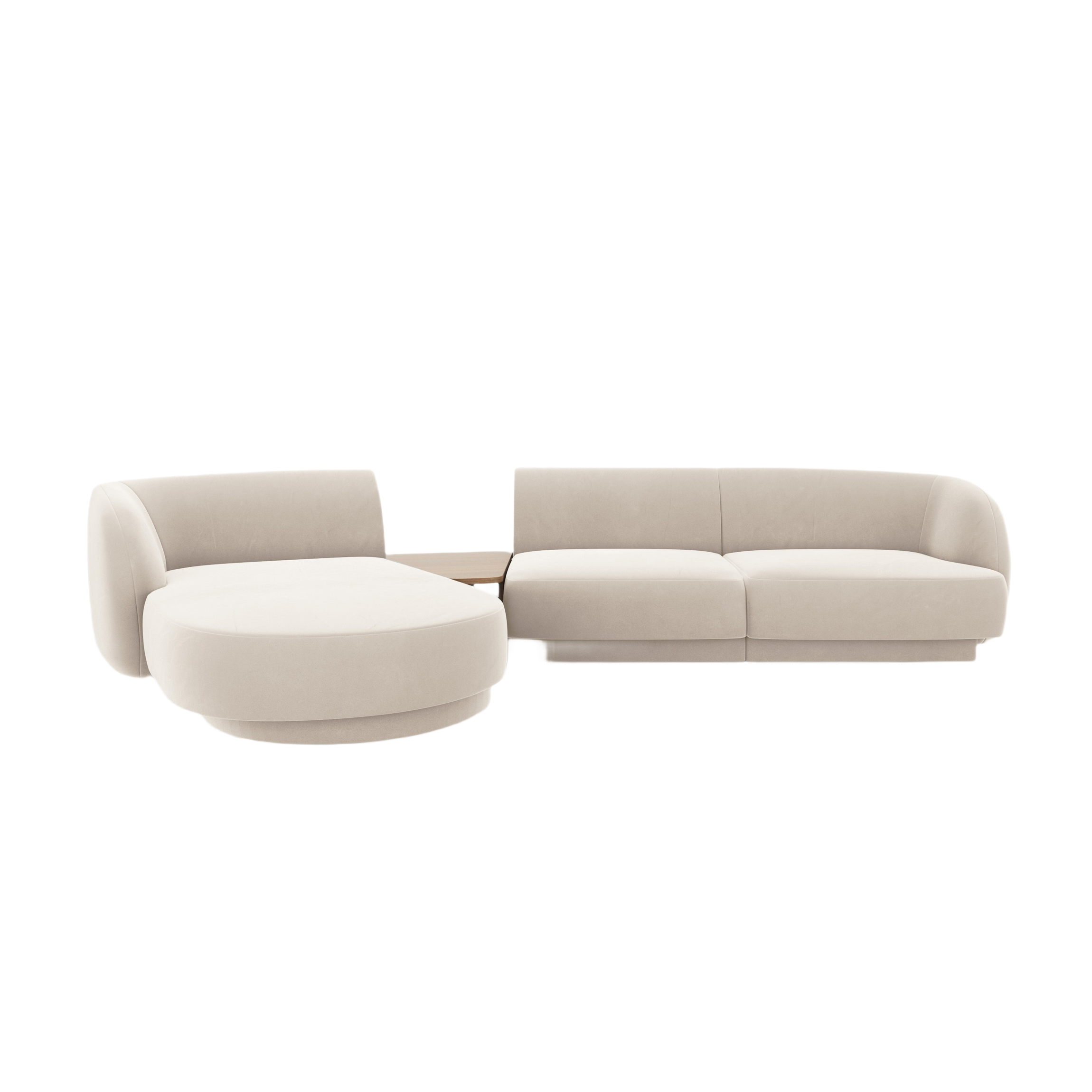 Modular corner sofa with table 3-seater left-sided MILEY light beige