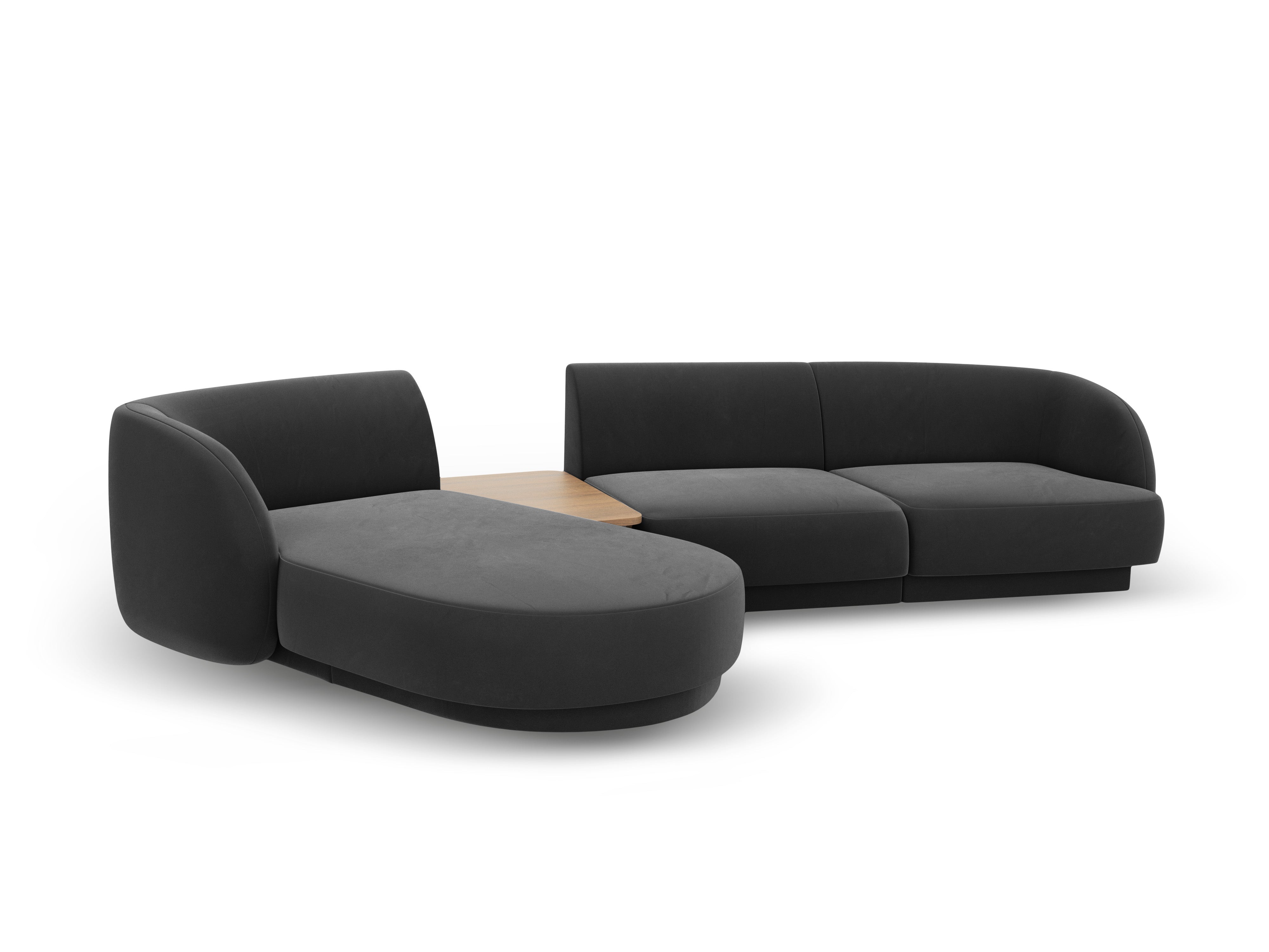 Modulaire hoekbank met tafel 3-zits links MILEY grijs