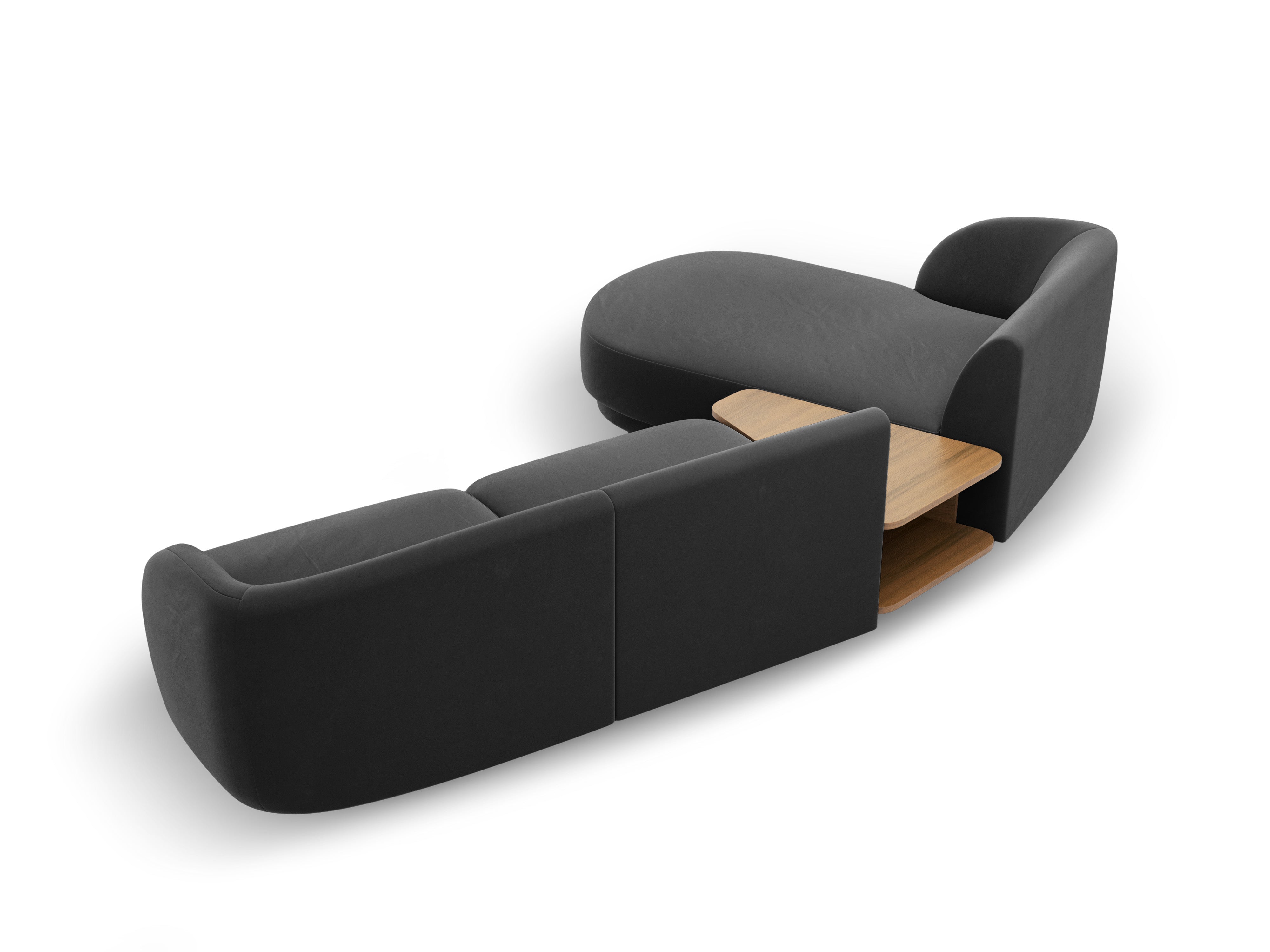 Modulaire hoekbank met tafel 3-zits links MILEY grijs
