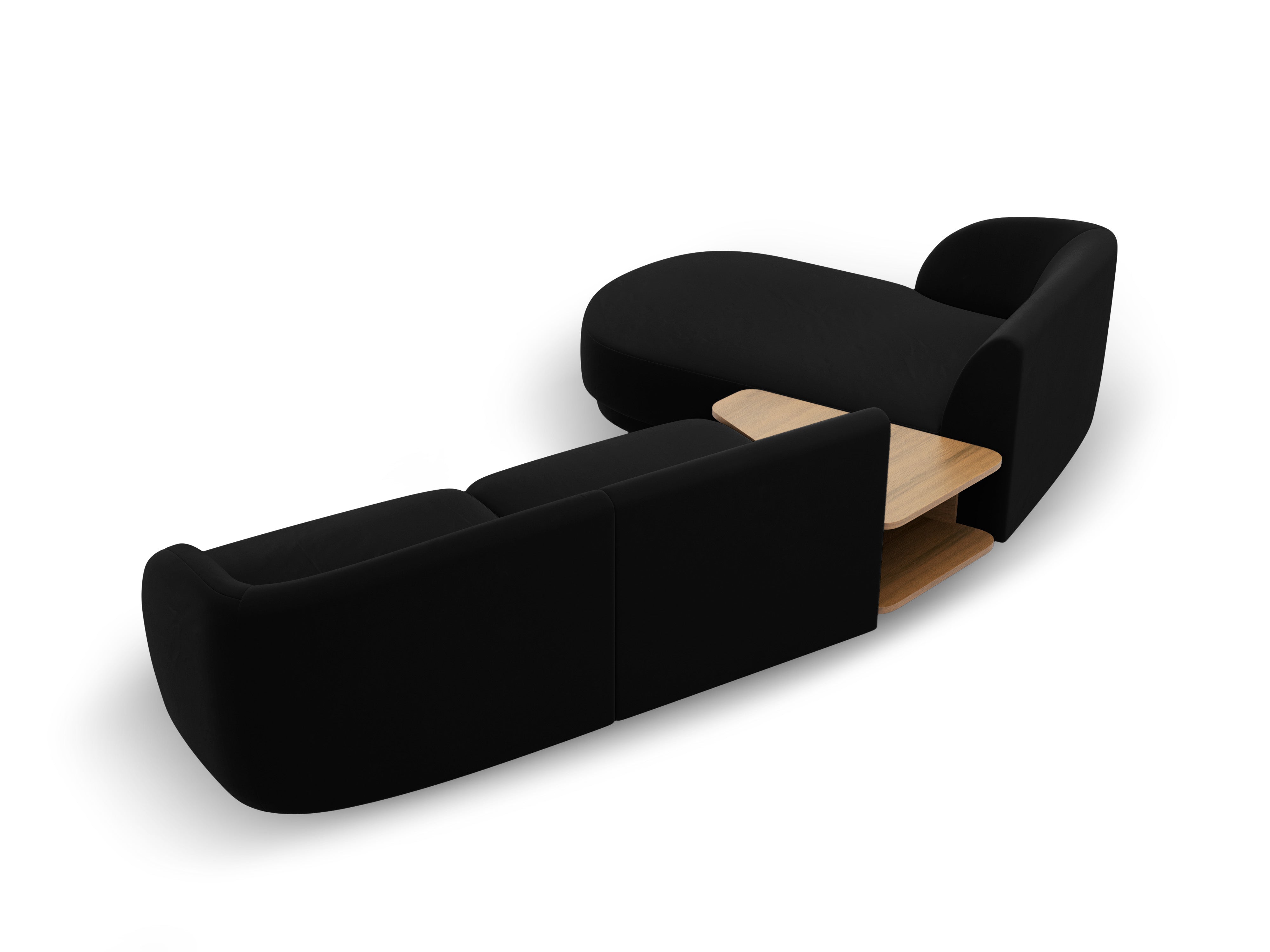Modulares Ecksofa mit Tisch 3-sitzig links MILEY schwarz
