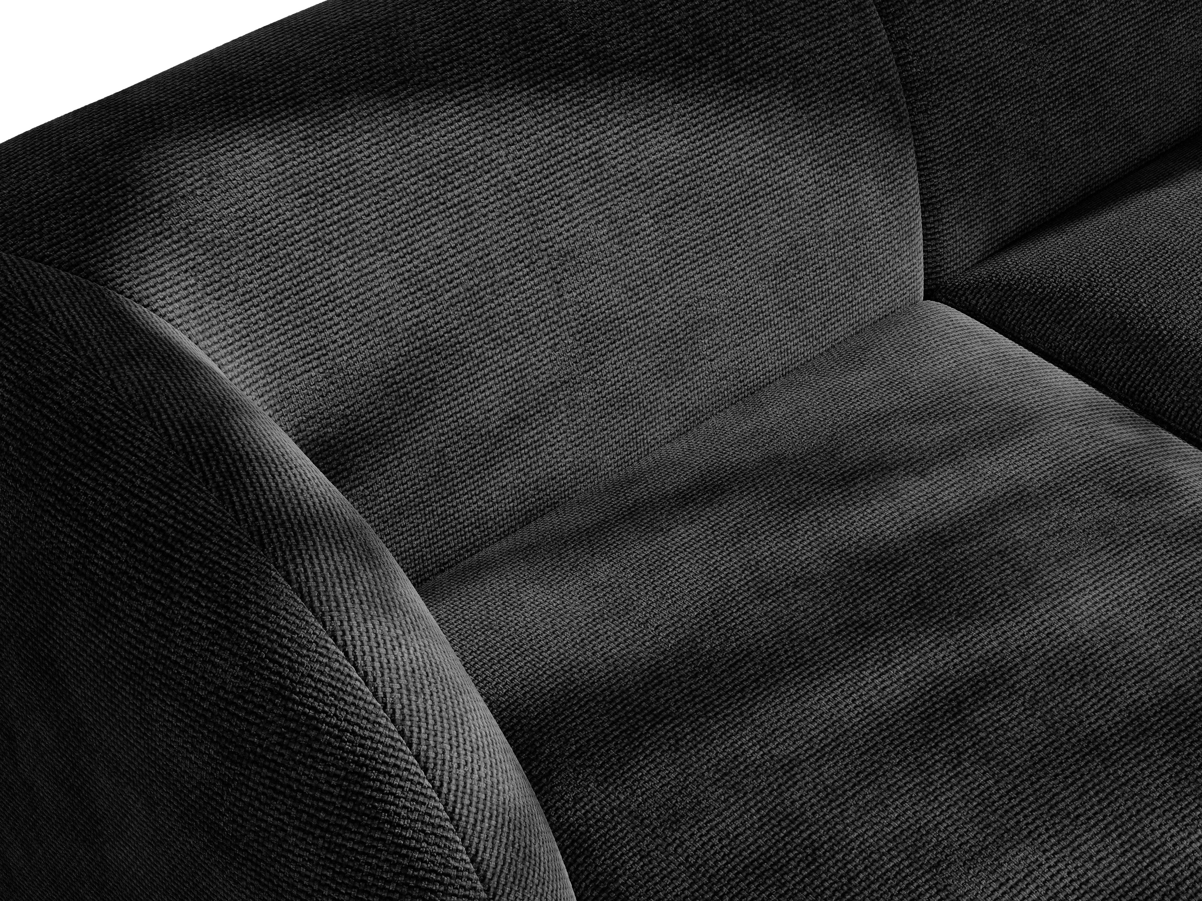 Narożnik modułowy ze stolikiem 3-osobowy prawostronny MILEY czarny szenil jedwabisty do salonu – styl minimalistyczny