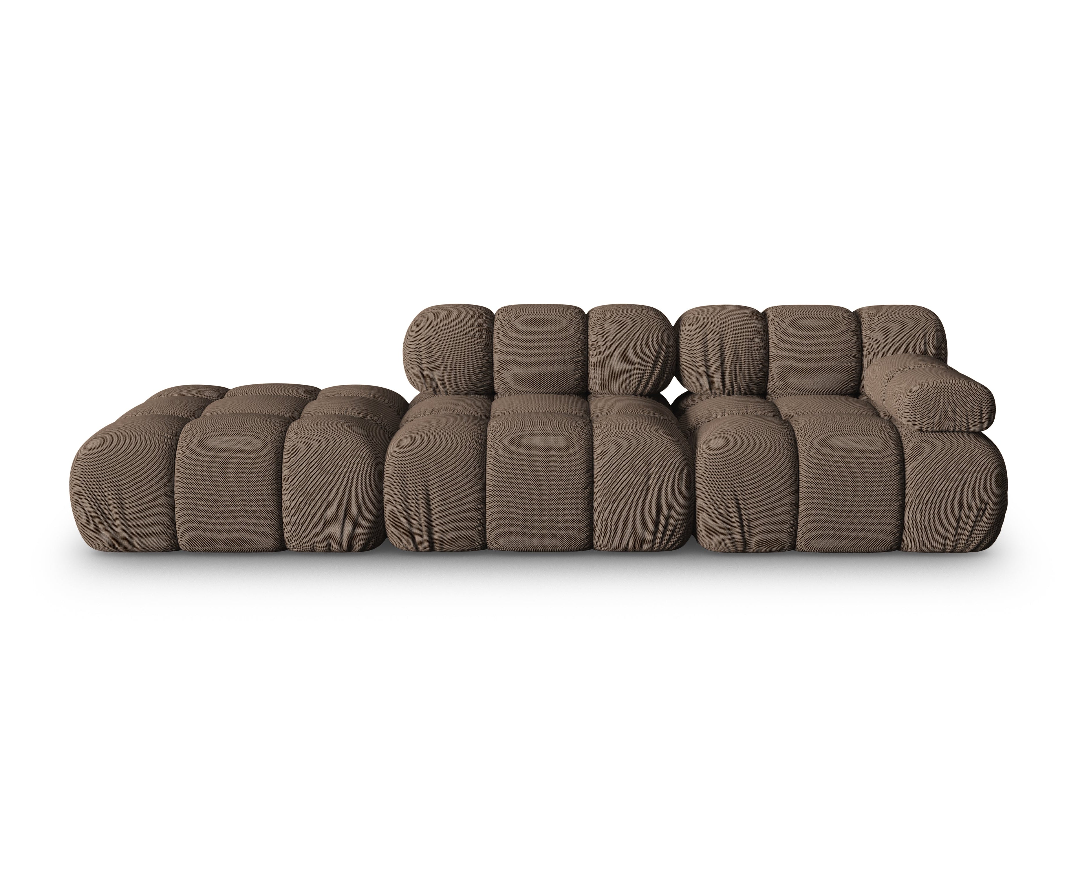 Modulaire open linker bank BELLIS in bruin 3D-stof