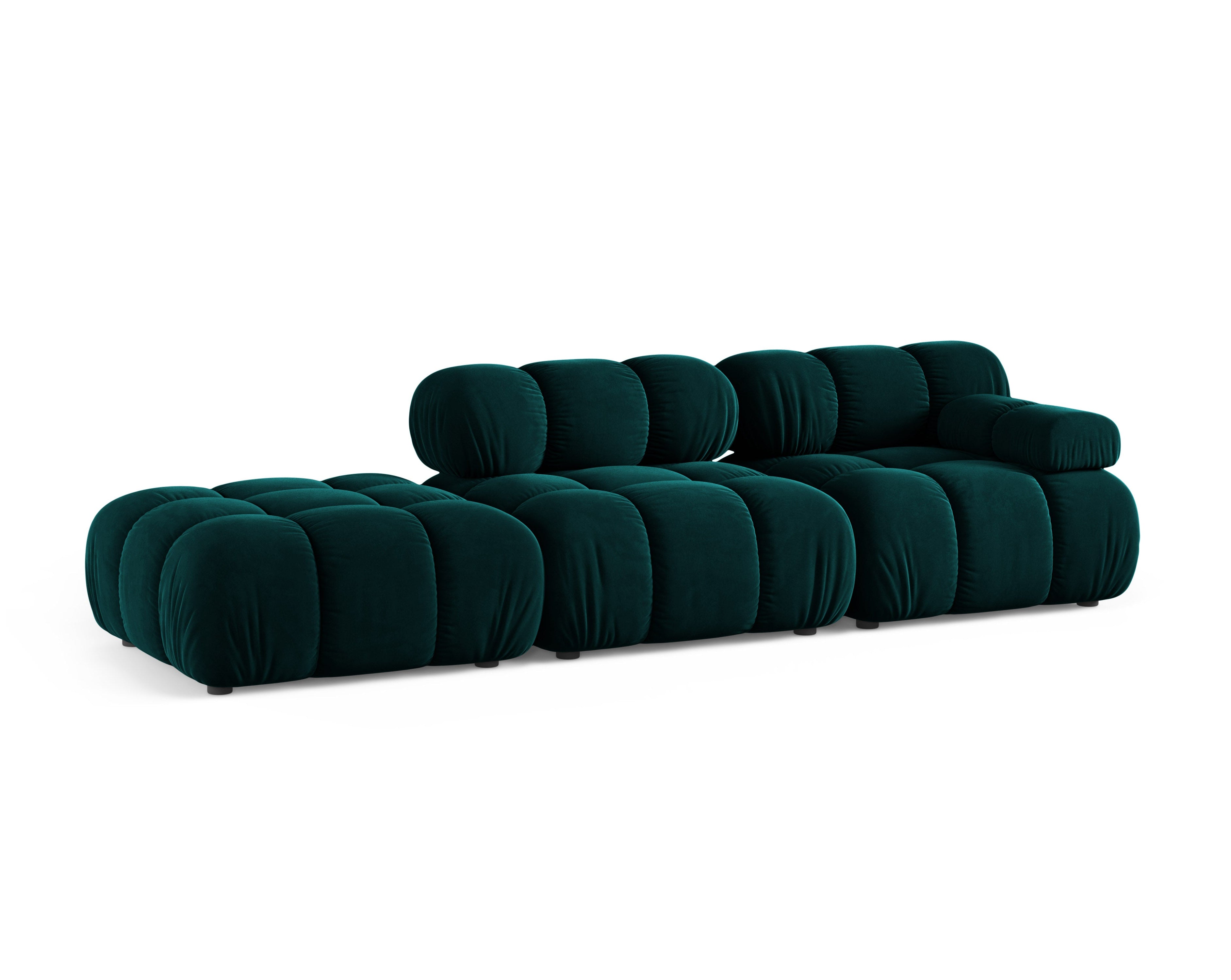 Modulaire open linker BELLIS bank in diep petrol velours