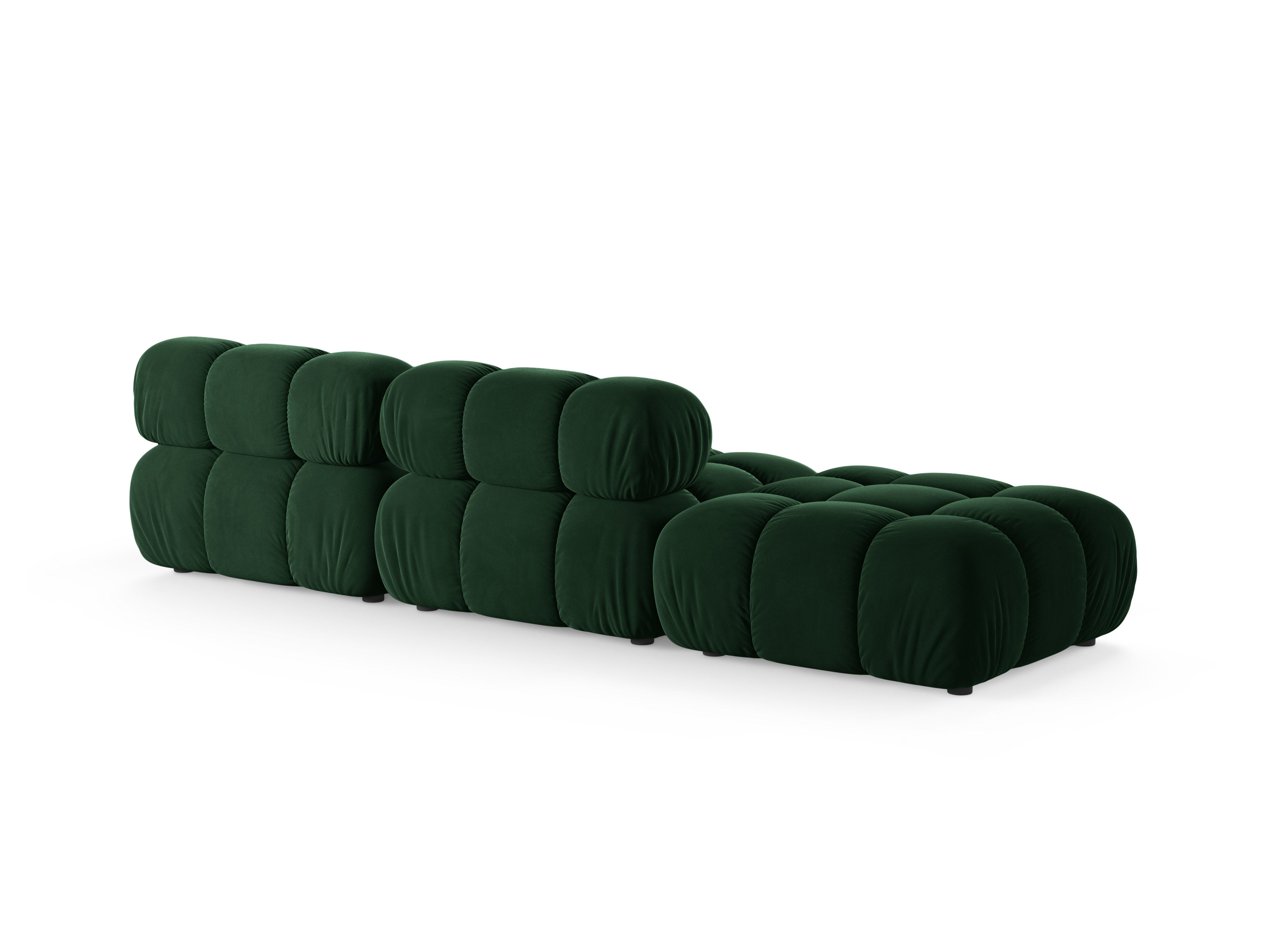 Modulaire fluwelen bank BELLIS, open, links, in bottlegroen.