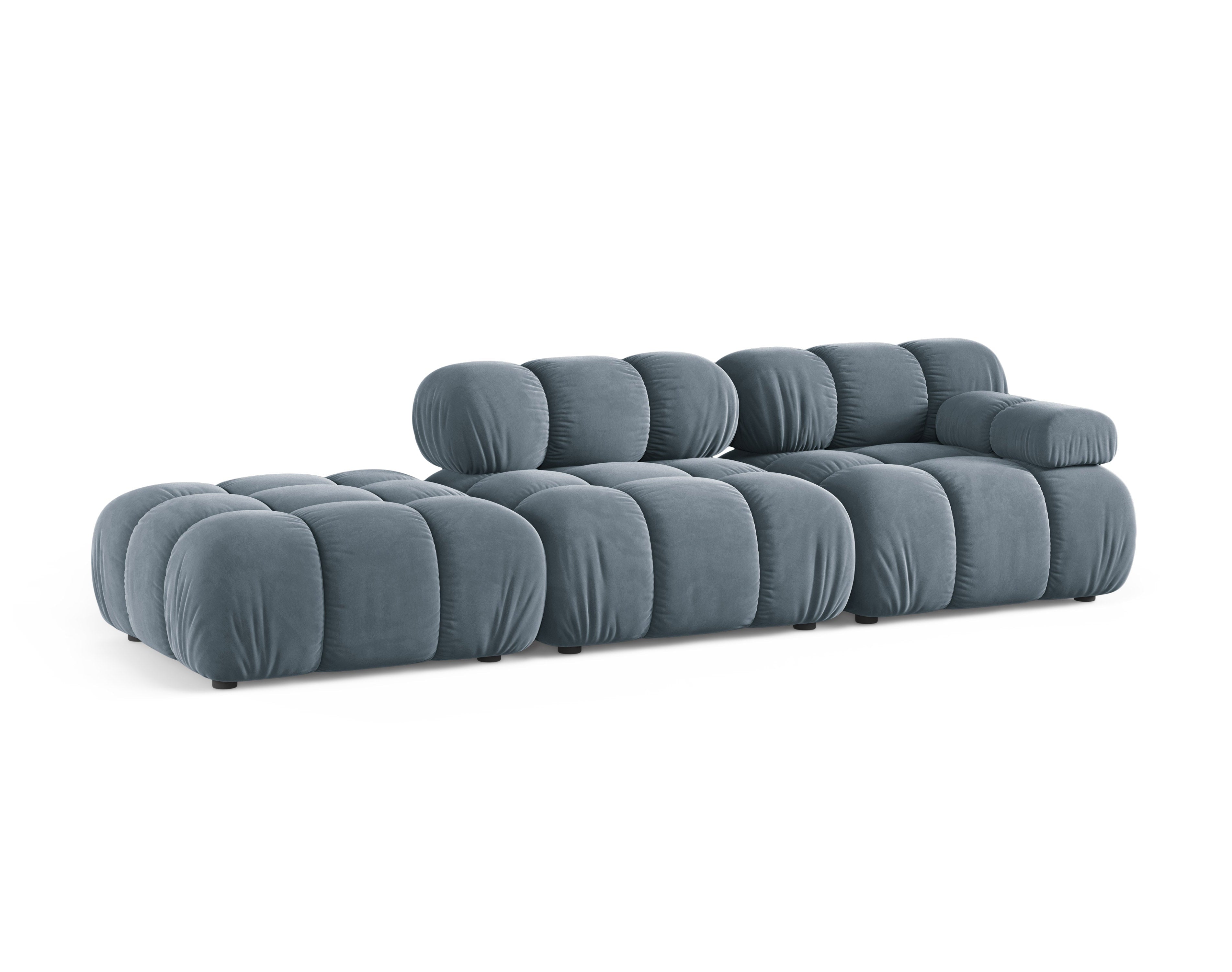 Modulaire fluwelen open linker BELLIS bank in blauw