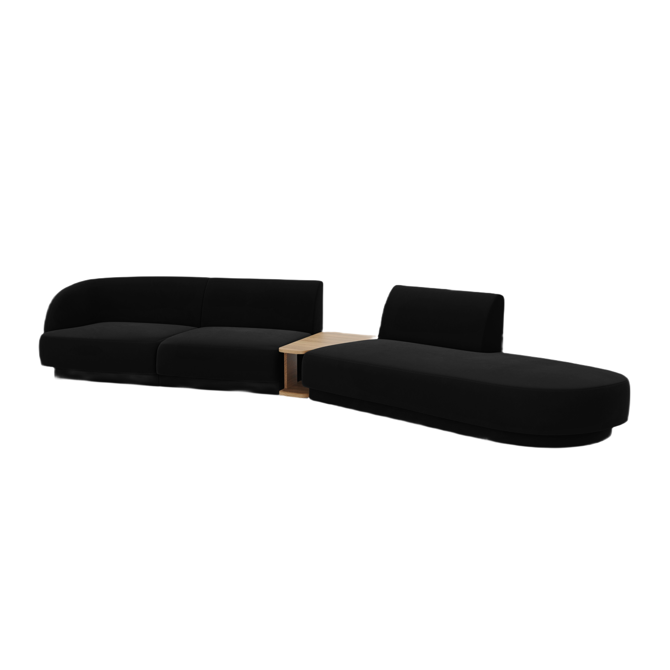 Modulares Sofa mit Tisch, 4-Sitzer, Samt MILEY, schwarz