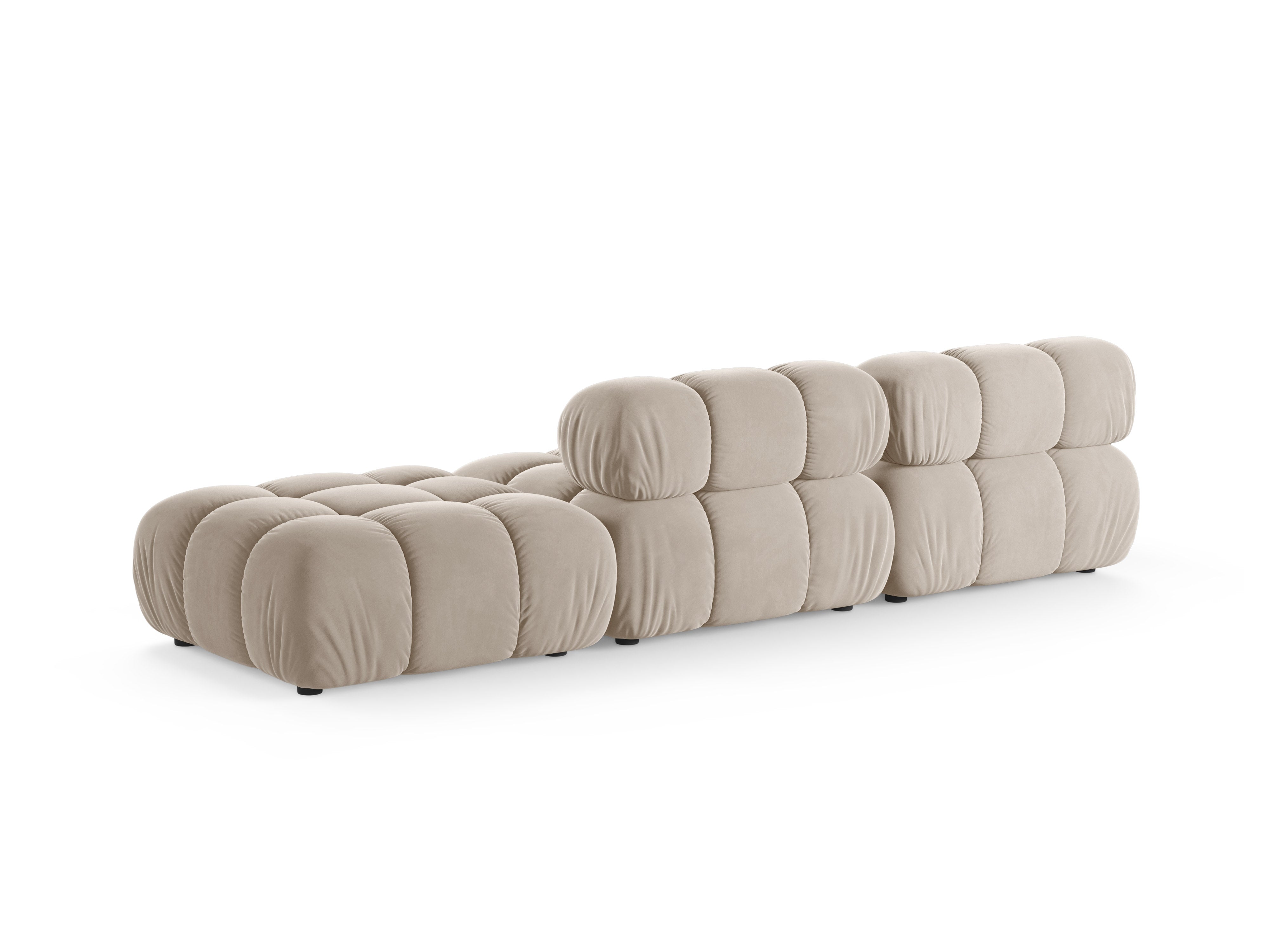 Beige open right-facing velvet modular sofa BELLIS