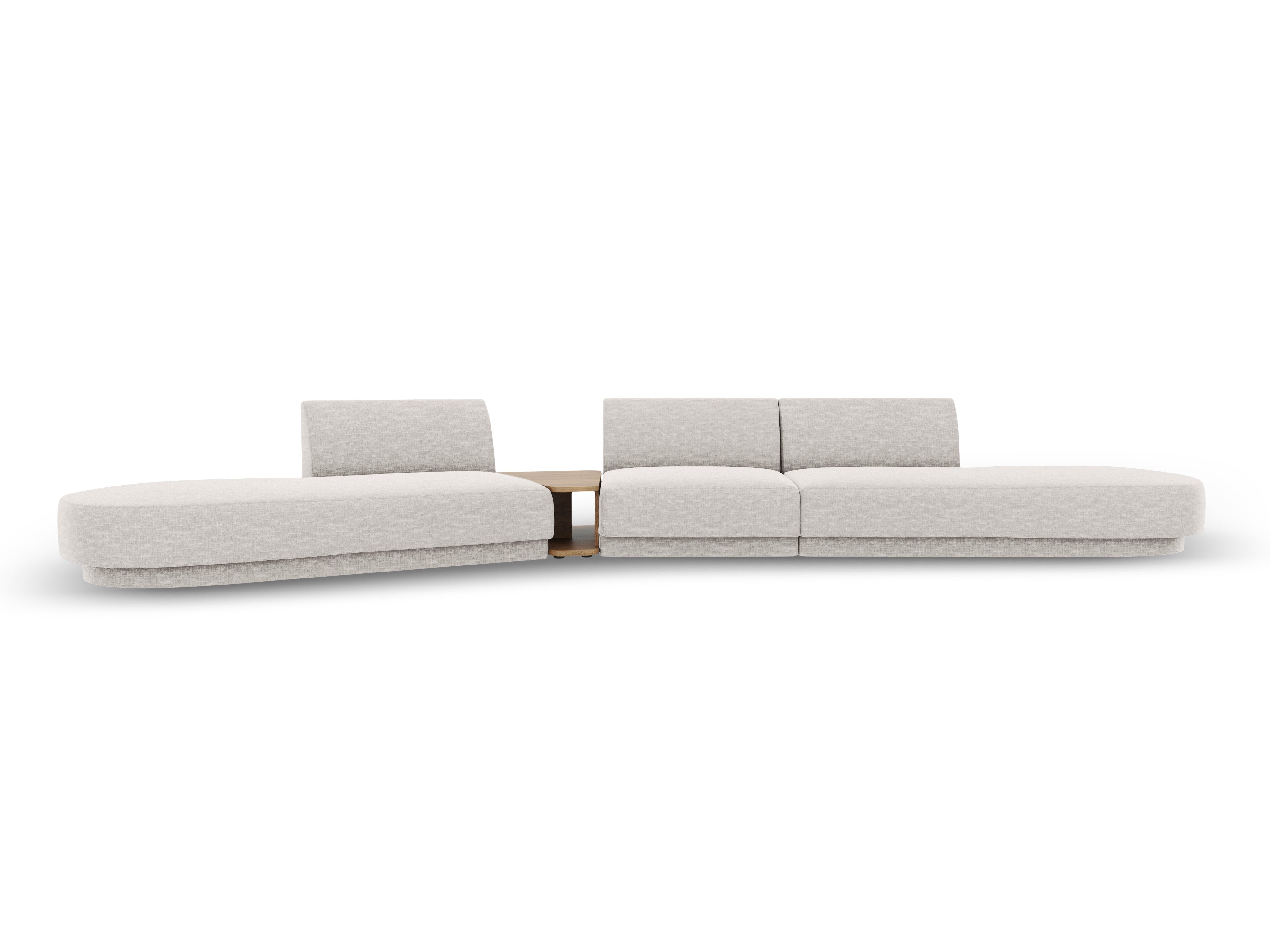 Modulares Sofa links mit Tisch für 5 Personen MILEY graues Chenille