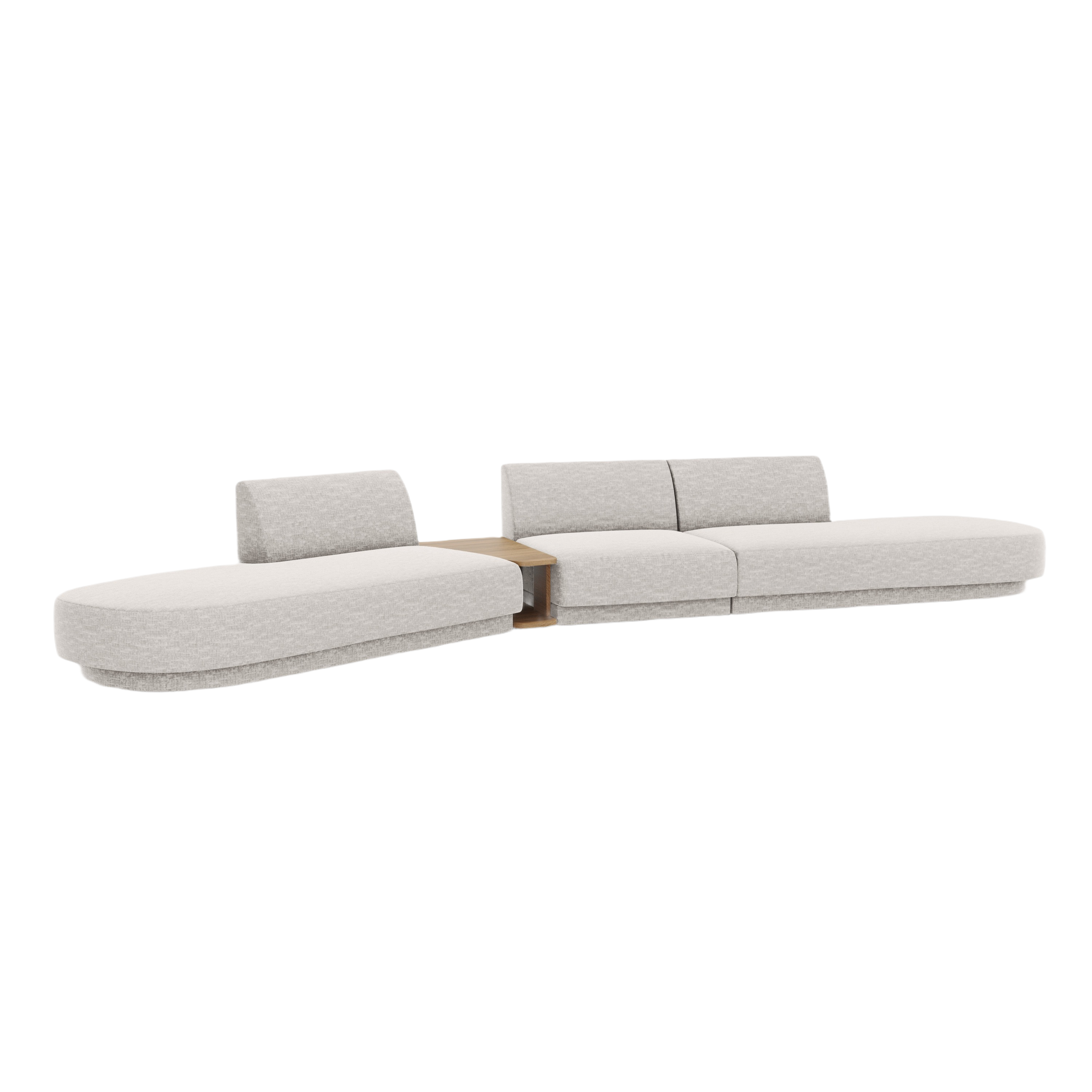 Modulares Sofa links mit Tisch für 5 Personen MILEY graues Chenille