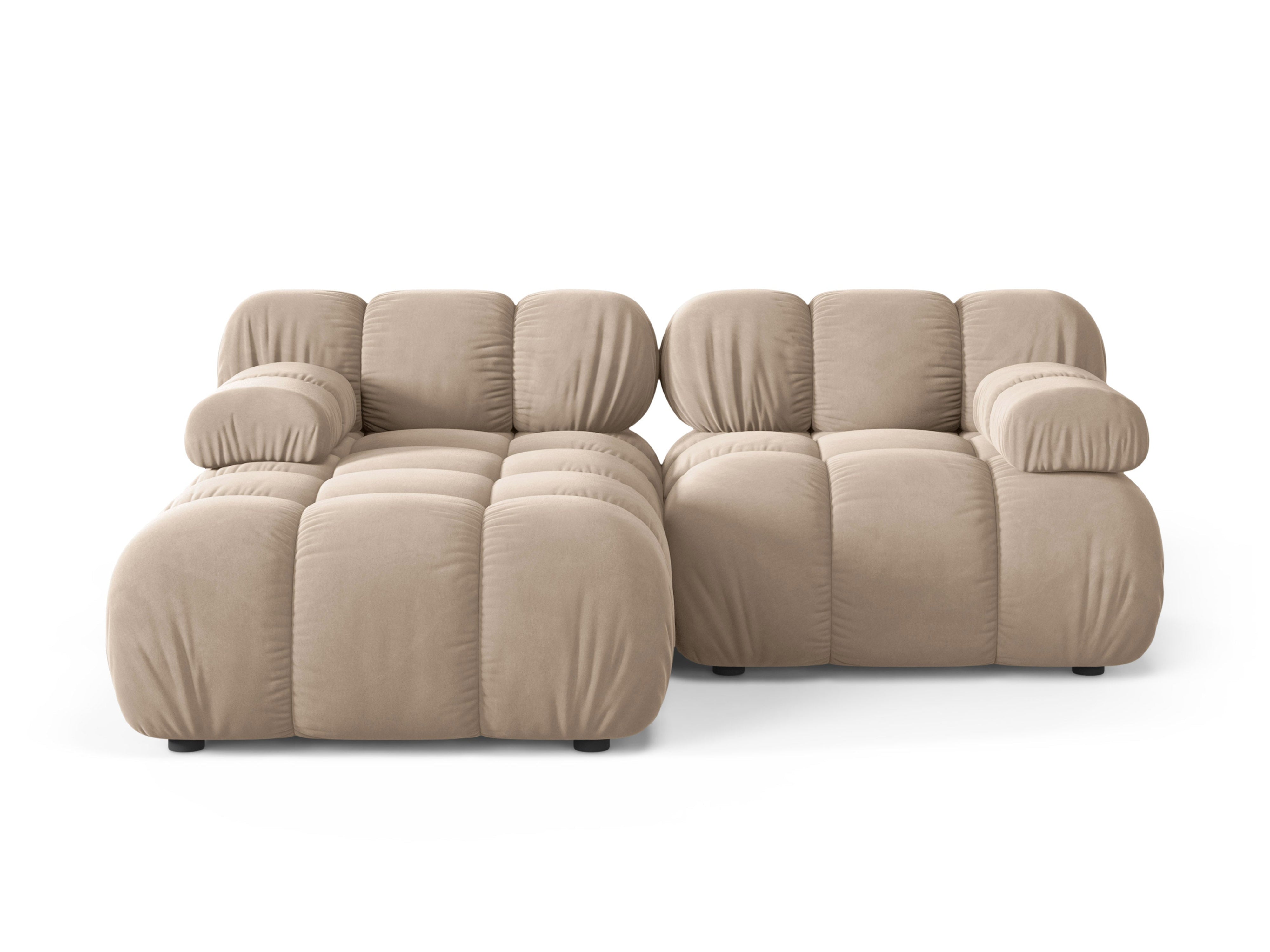 Tweepersoons linkerhoekbank BELLIS in beige fluweel
