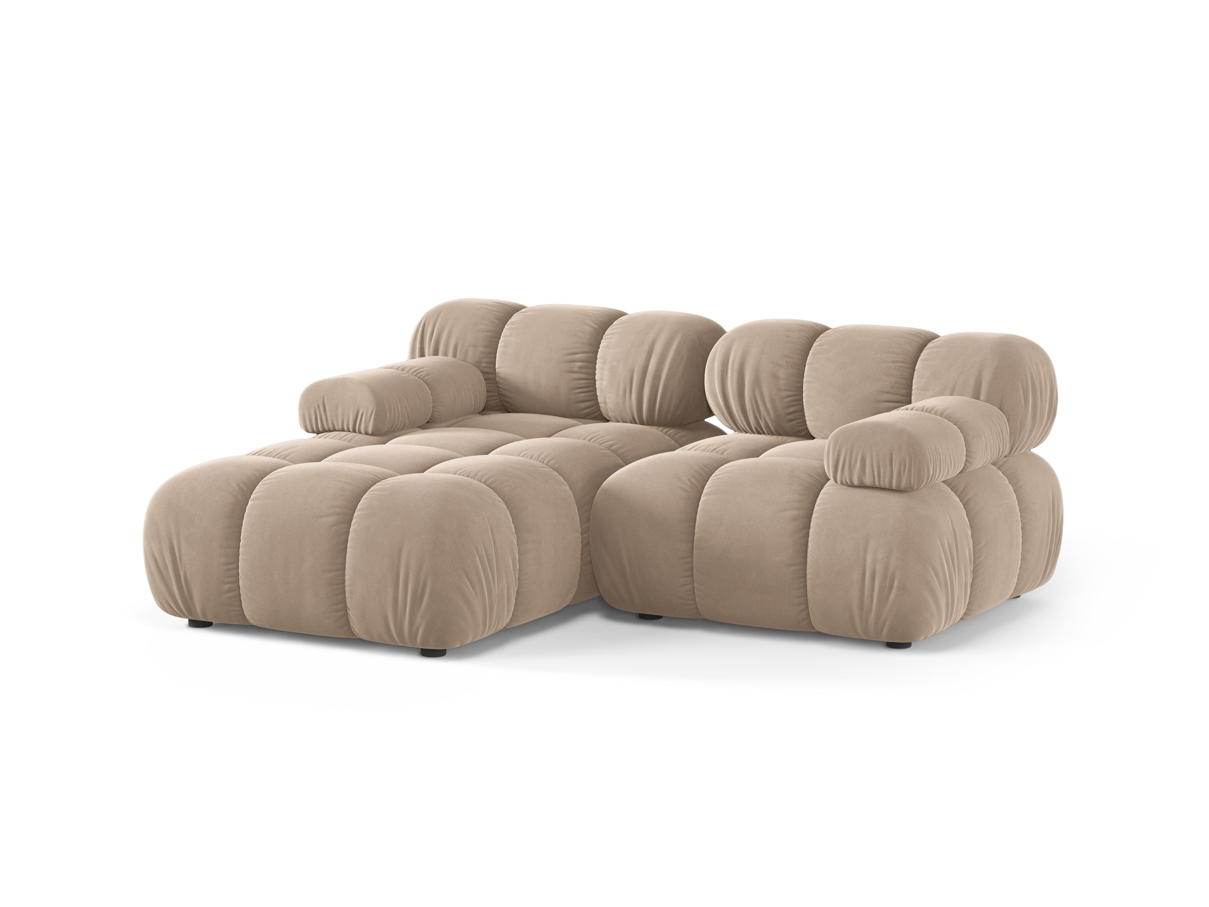 Tweepersoons linkerhoekbank BELLIS in beige fluweel