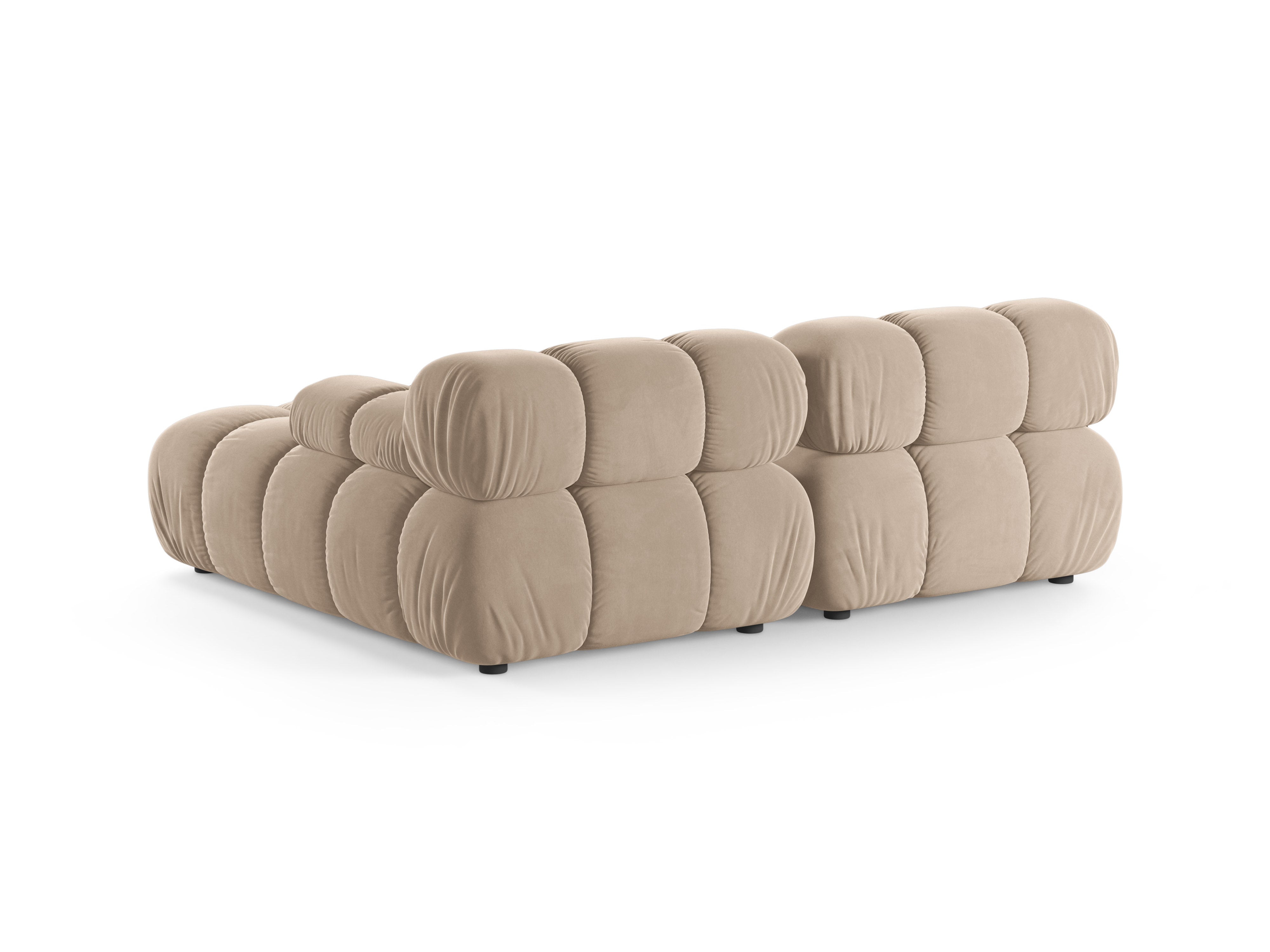 Beige velours 2-zits rechts hoekbank BELLIS