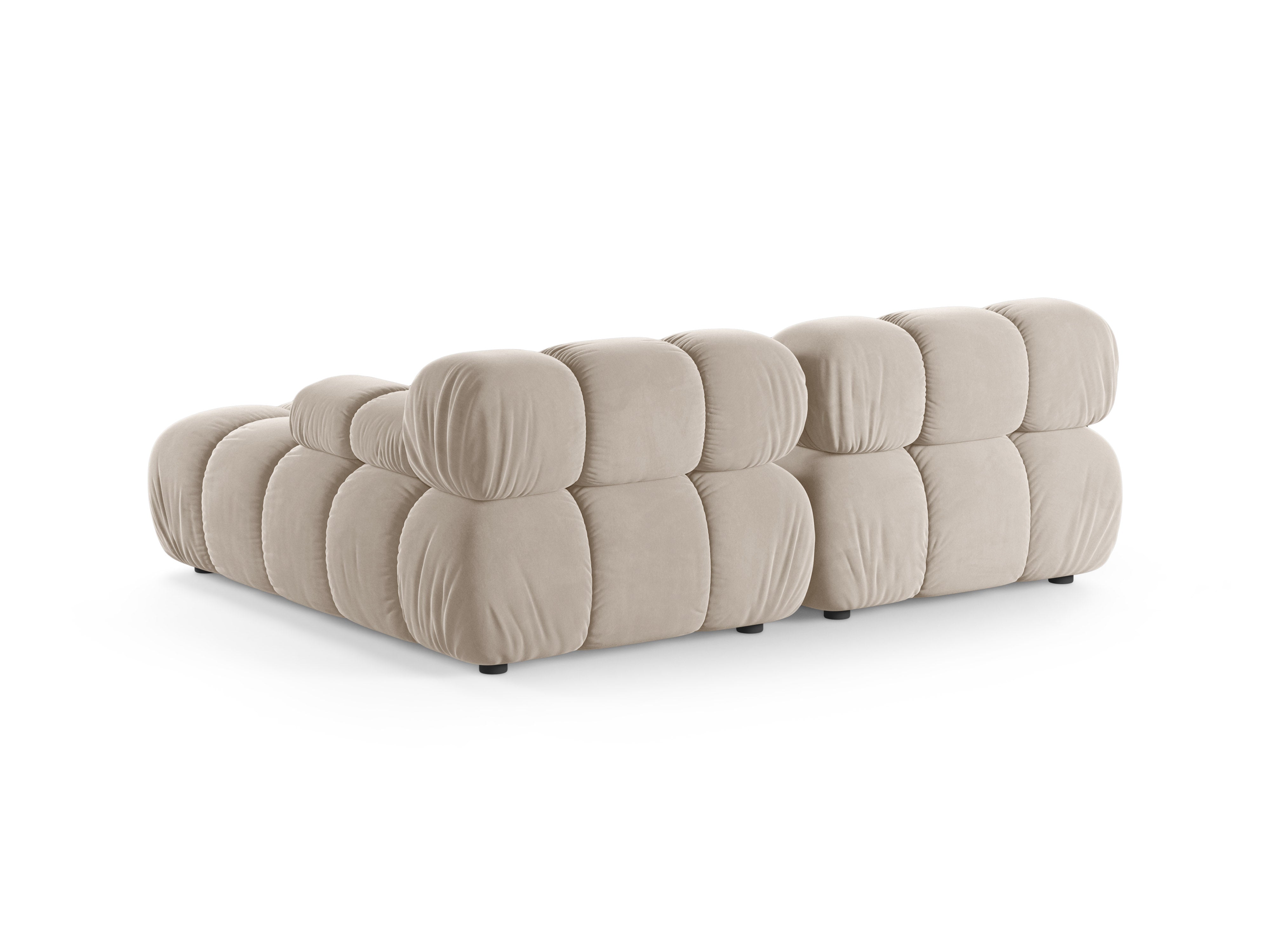 Beige BELLIS 2-zits fluwelen hoekbank rechts