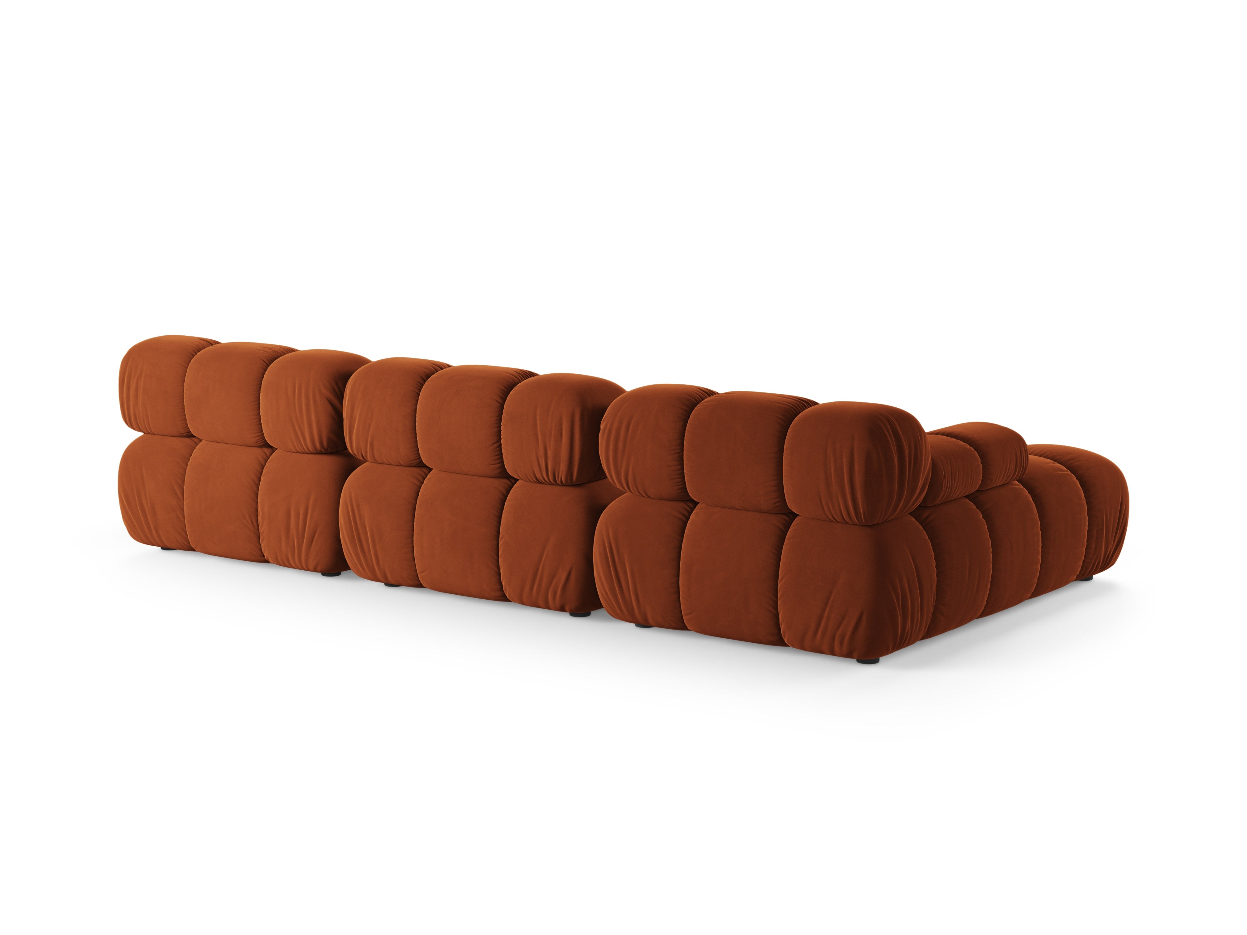 Velours hoekbank voor 3 personen, links, BELLIS, baksteenrood