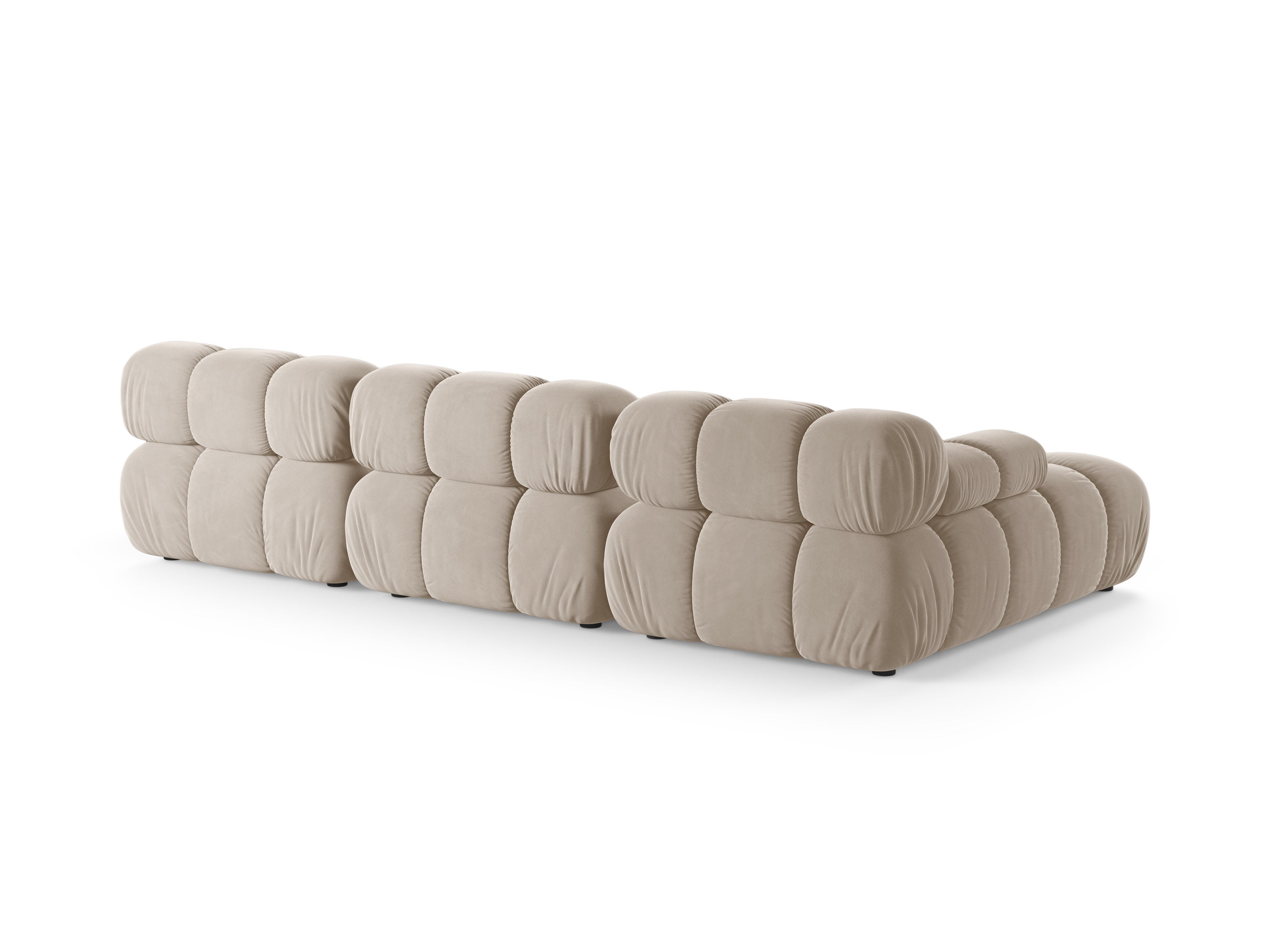 Beige 3-zits fluwelen hoekbank BELLIS links