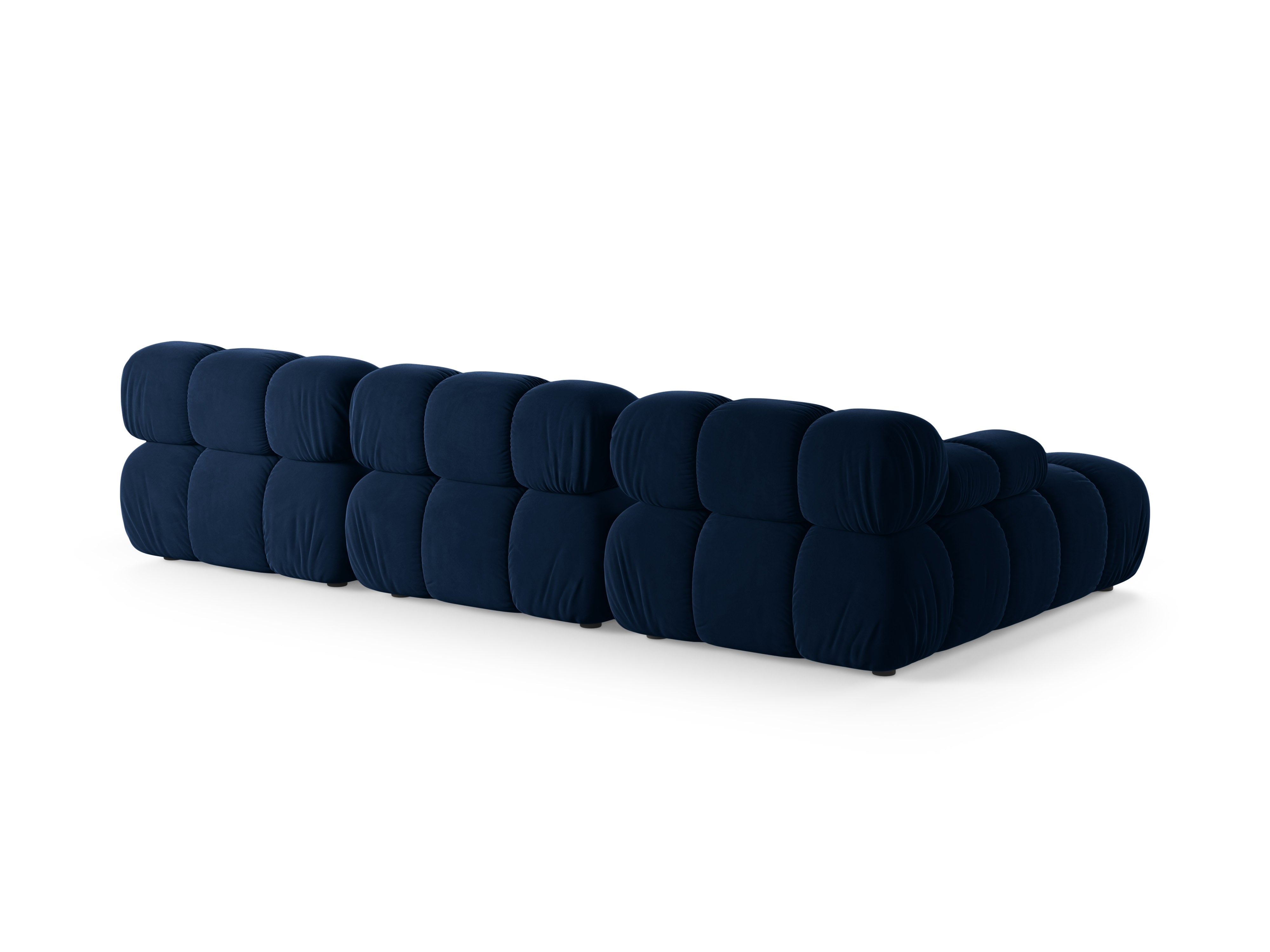 Driepersoons linkszijdige fluwelen hoekbank BELLIS in koninklijk blauw