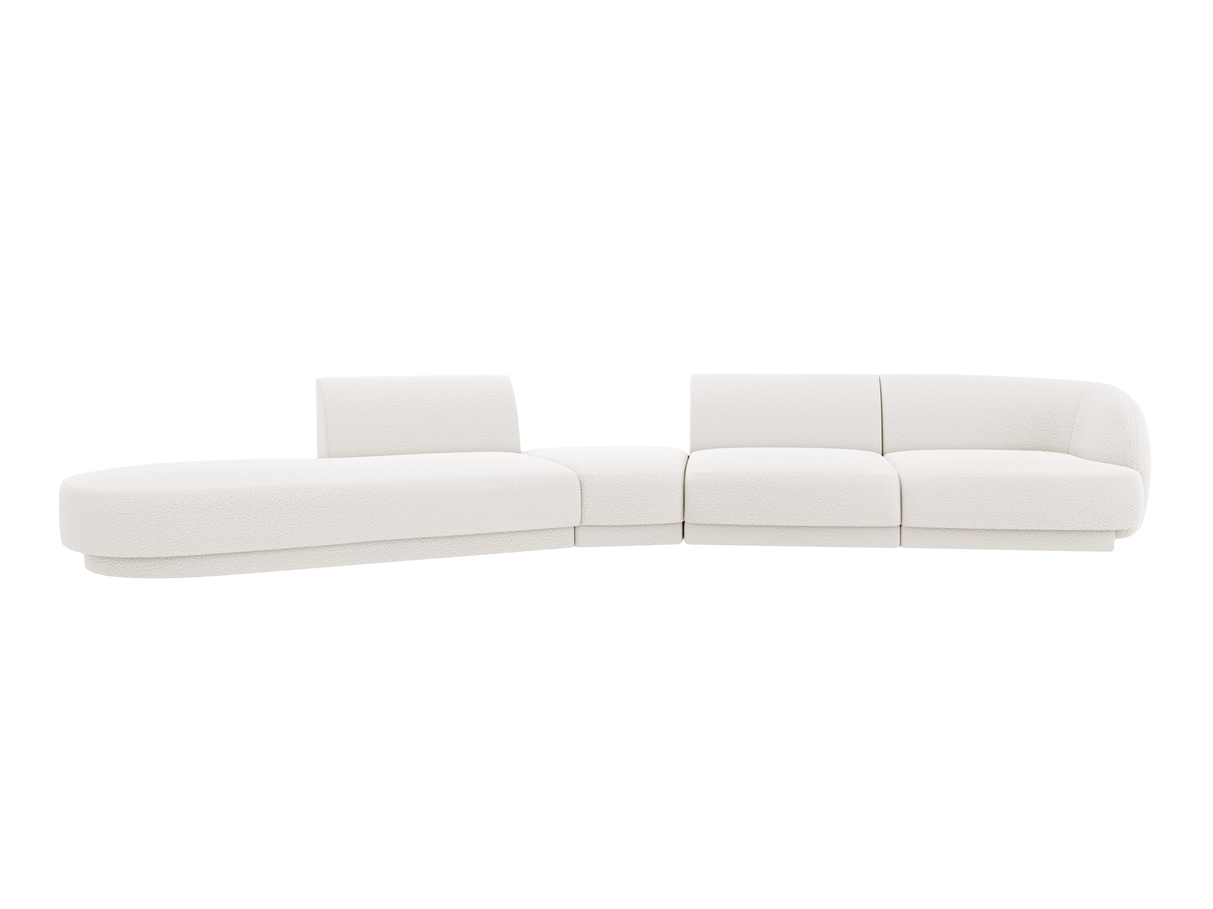 Modulares, linksseitiges 7-sitziges Sofa MILEY in weißem Boucle