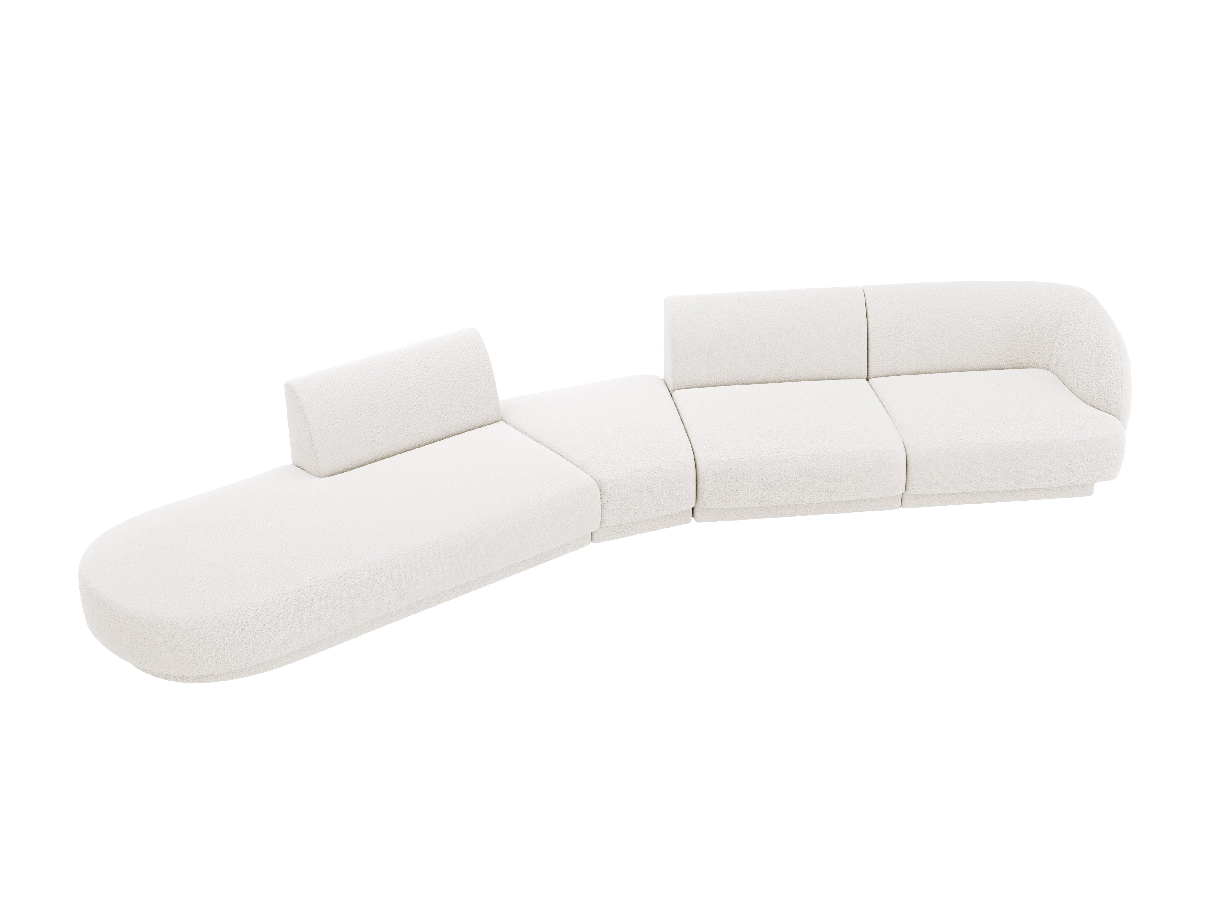 Modulares, linksseitiges 7-sitziges Sofa MILEY in weißem Boucle