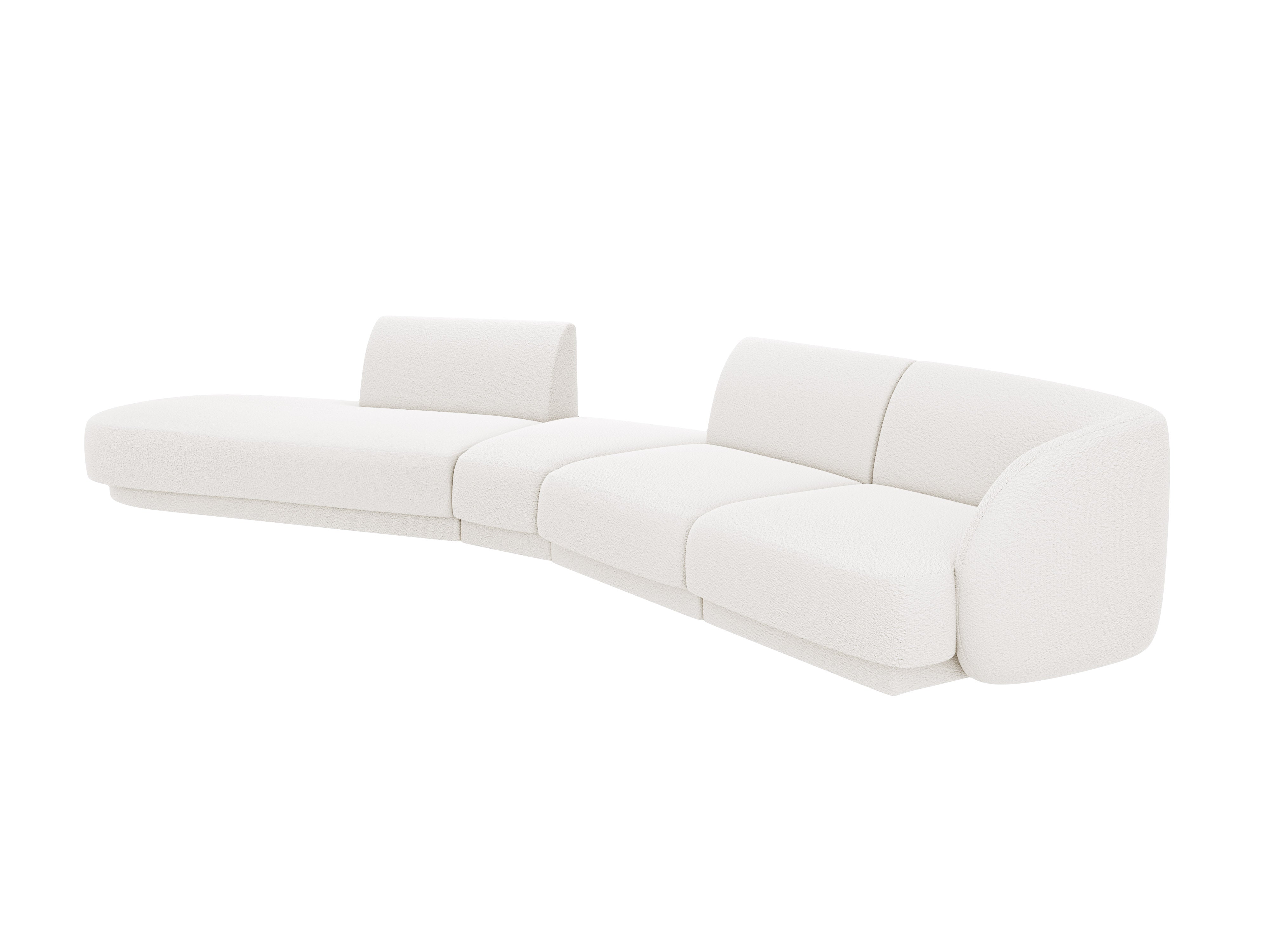 Modulares, linksseitiges 7-sitziges Sofa MILEY in weißem Boucle
