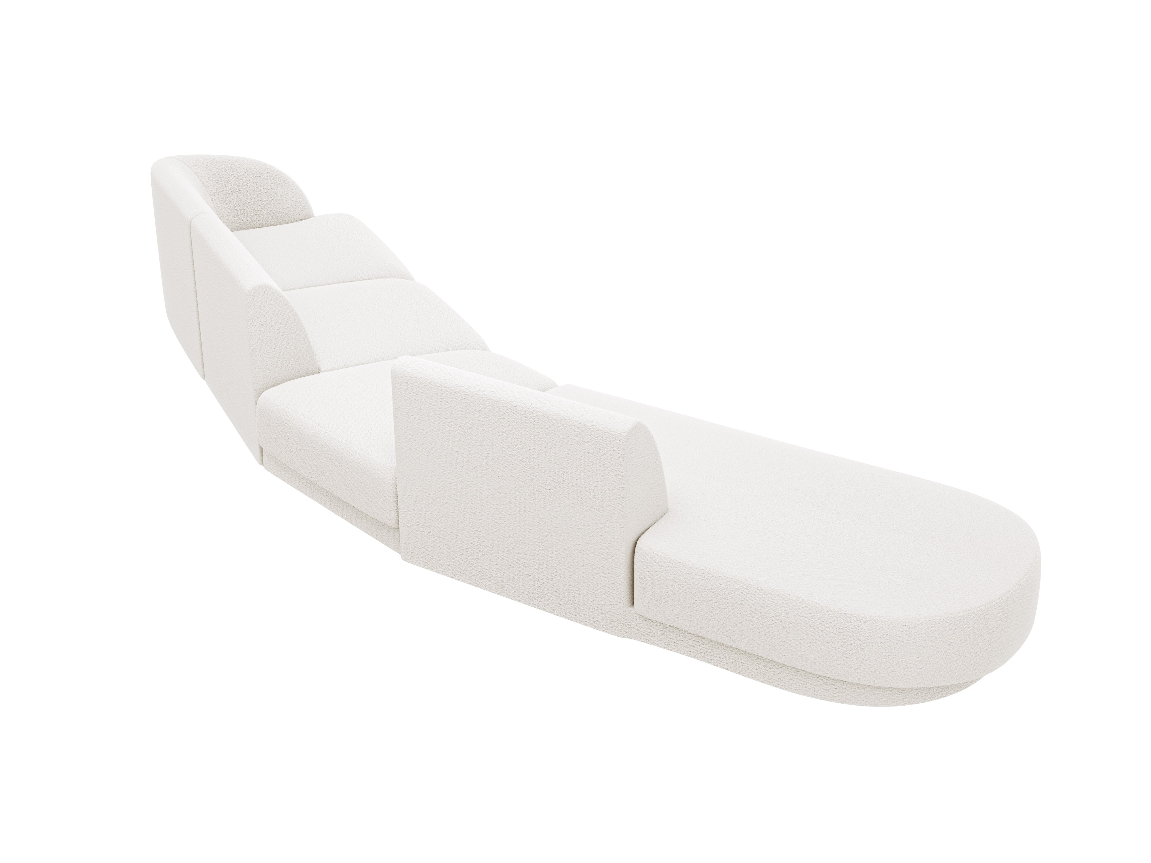 Modulares, linksseitiges 7-sitziges Sofa MILEY in weißem Boucle