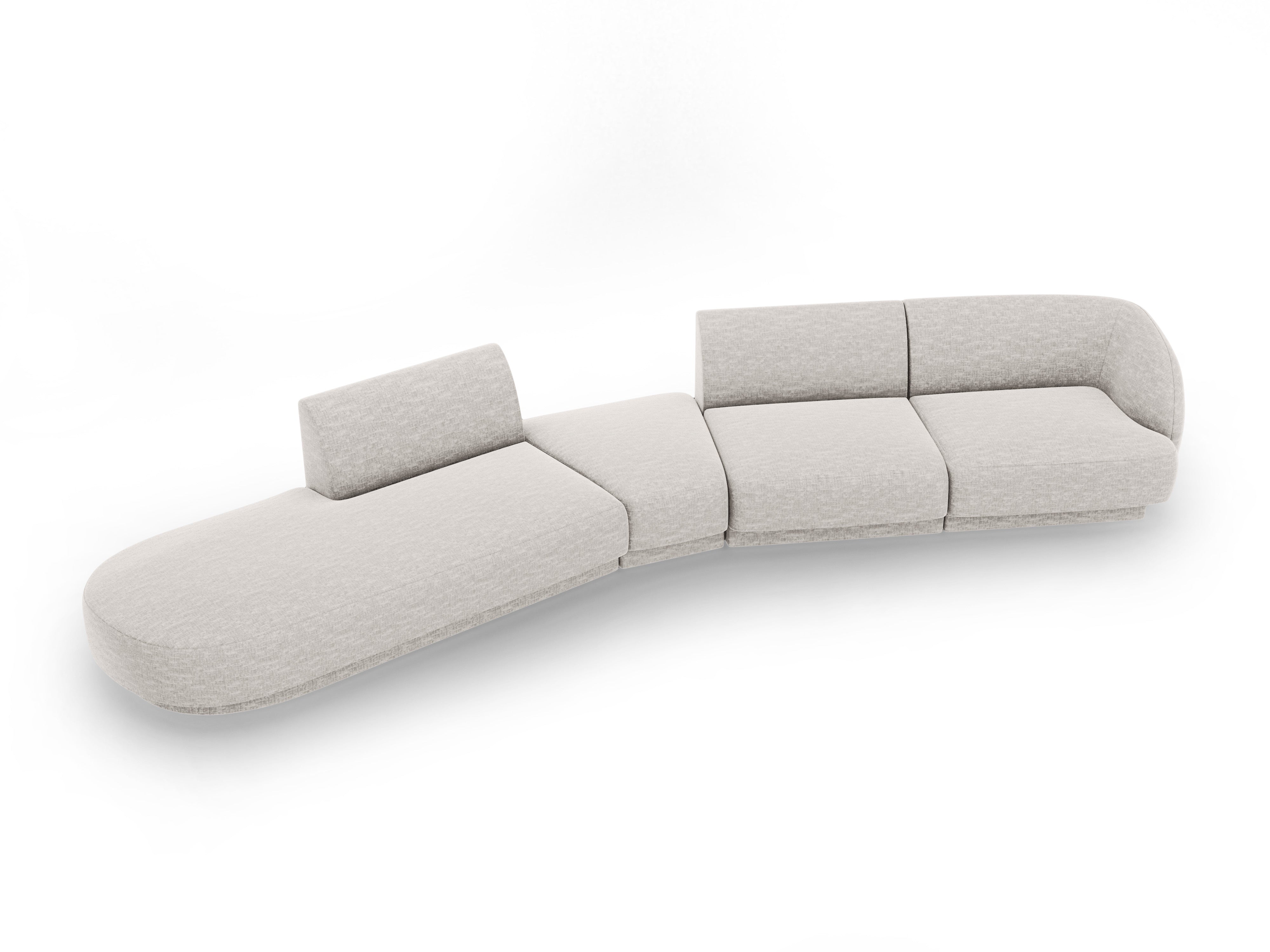 Modulares Ecksofa linksseitig für 7 Personen MILEY graues Chenille