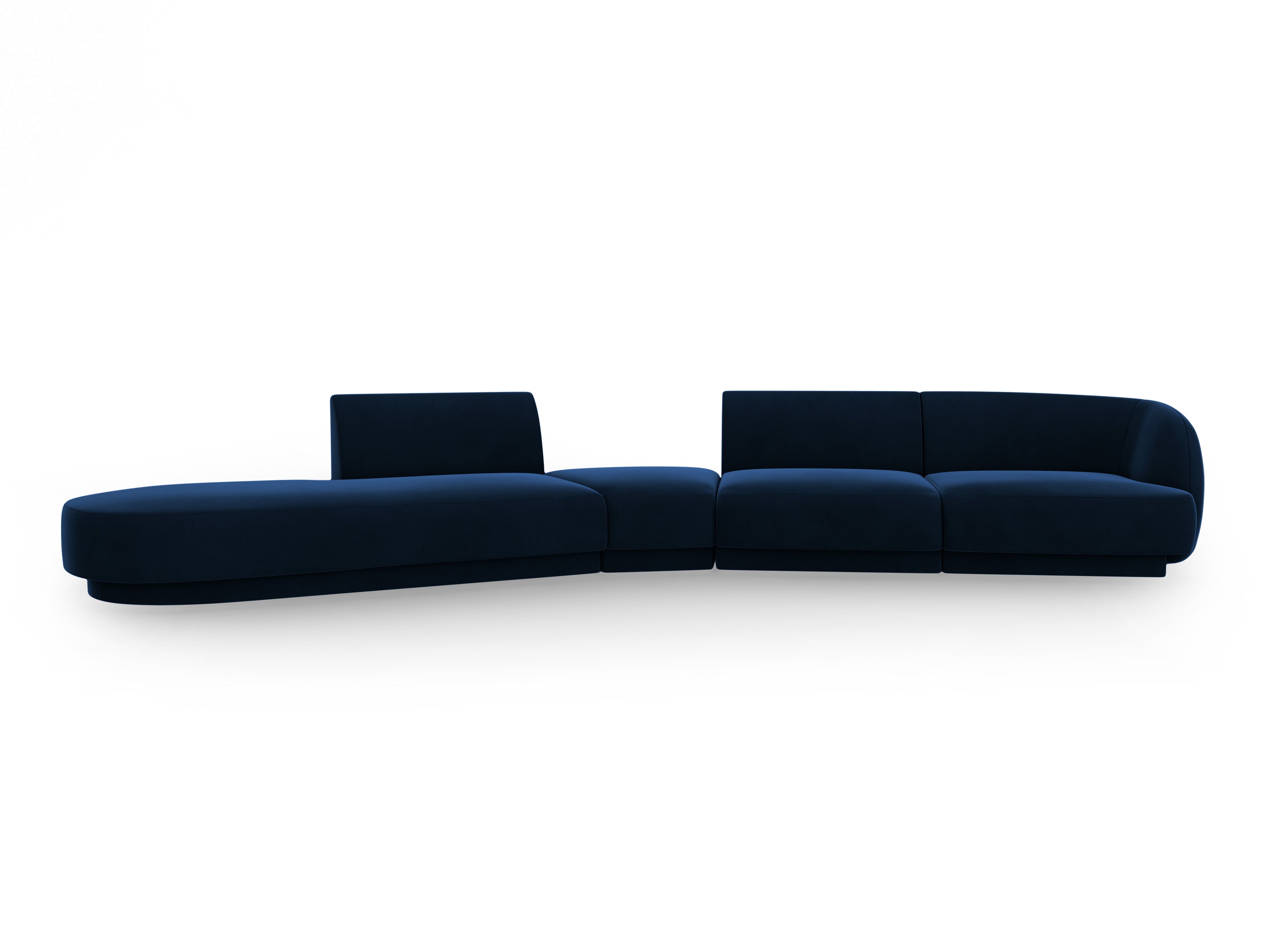 Modular velvet left-sided corner sofa for 7 people MILEY royal blue