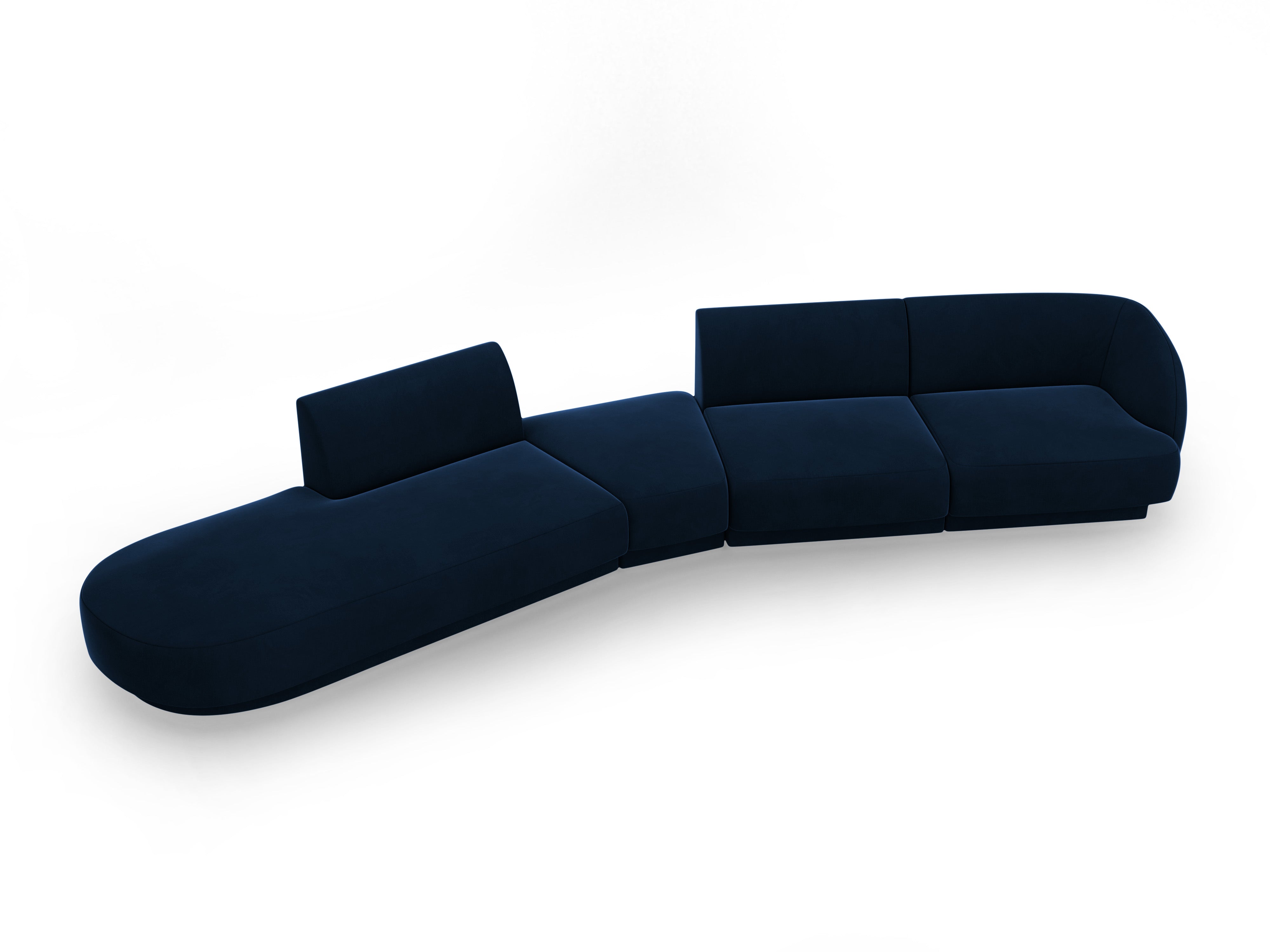 Modular velvet left-sided corner sofa for 7 people MILEY royal blue