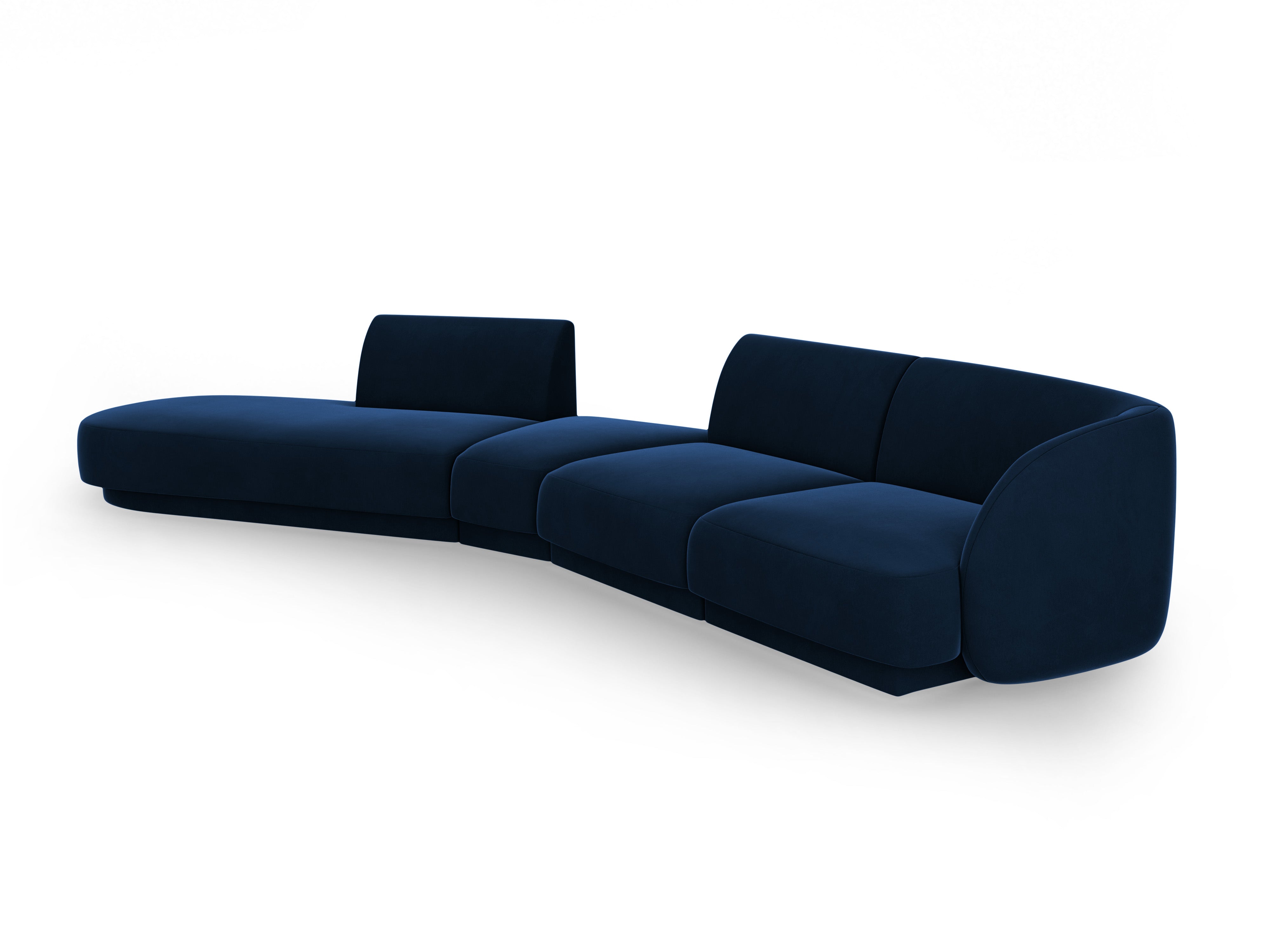 Modular velvet left-sided corner sofa for 7 people MILEY royal blue