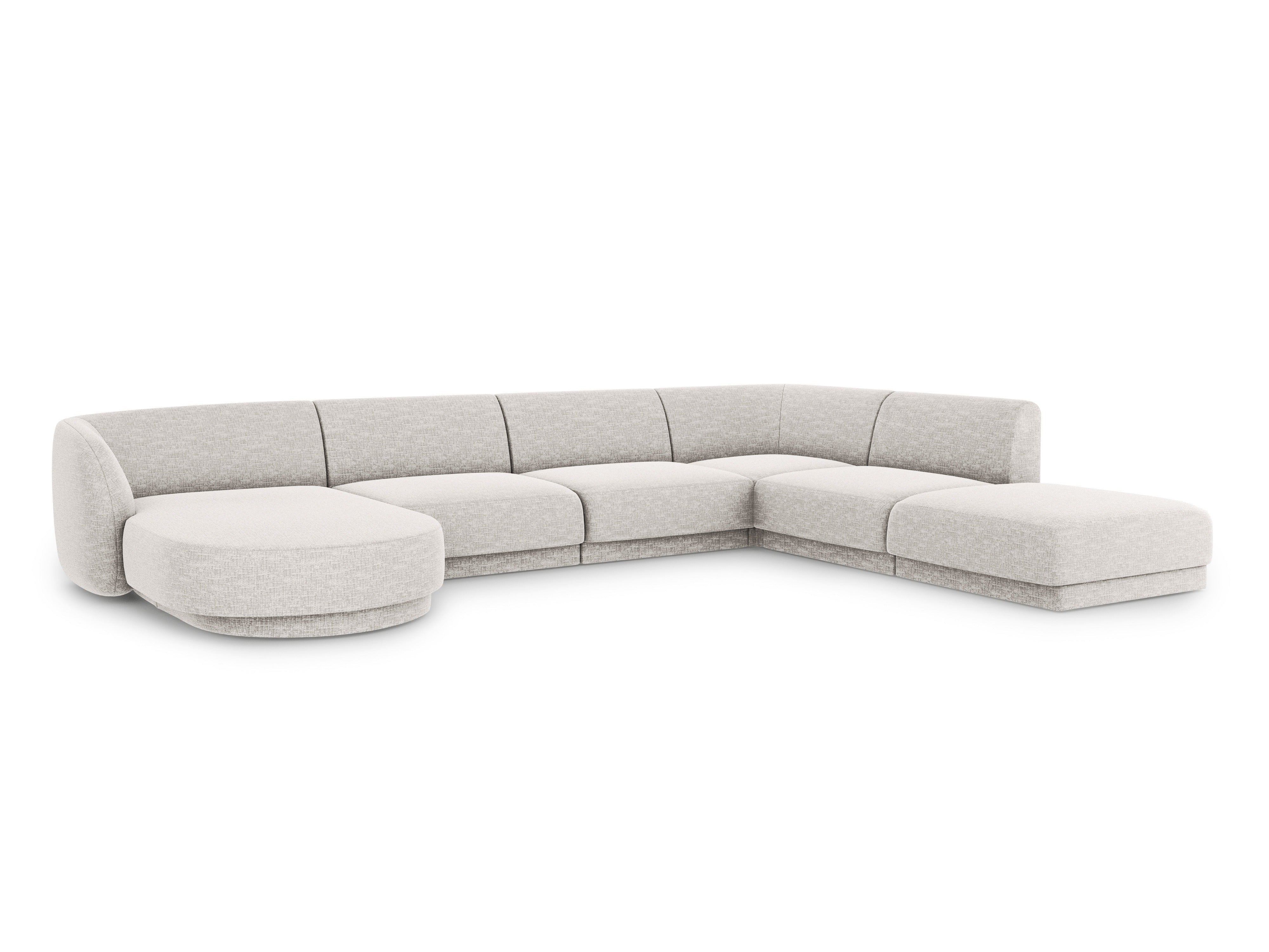 Right-facing U-shaped corner sofa MILEY gray chenille