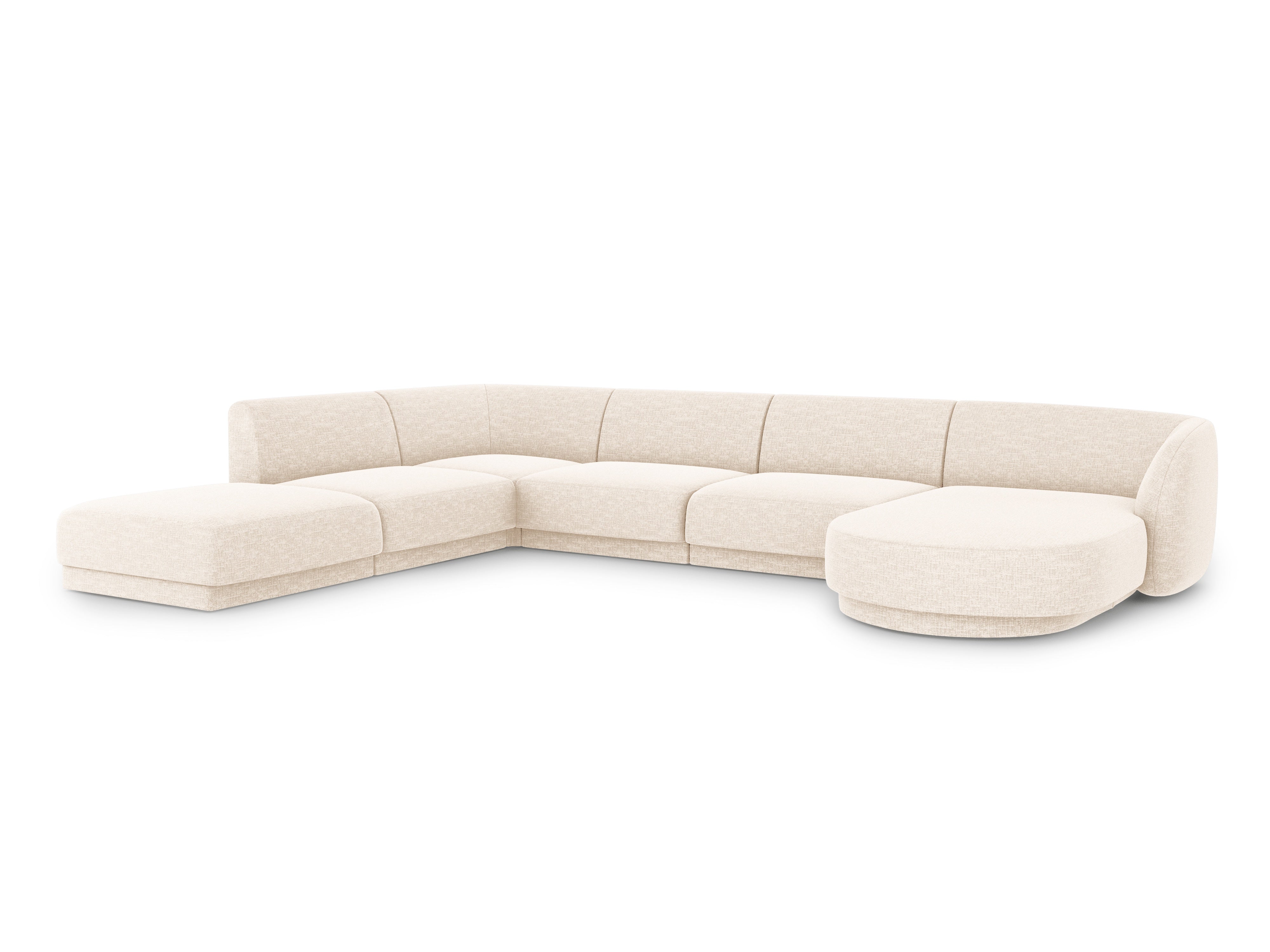 Left-facing U-shaped sofa MILEY ivory chenille
