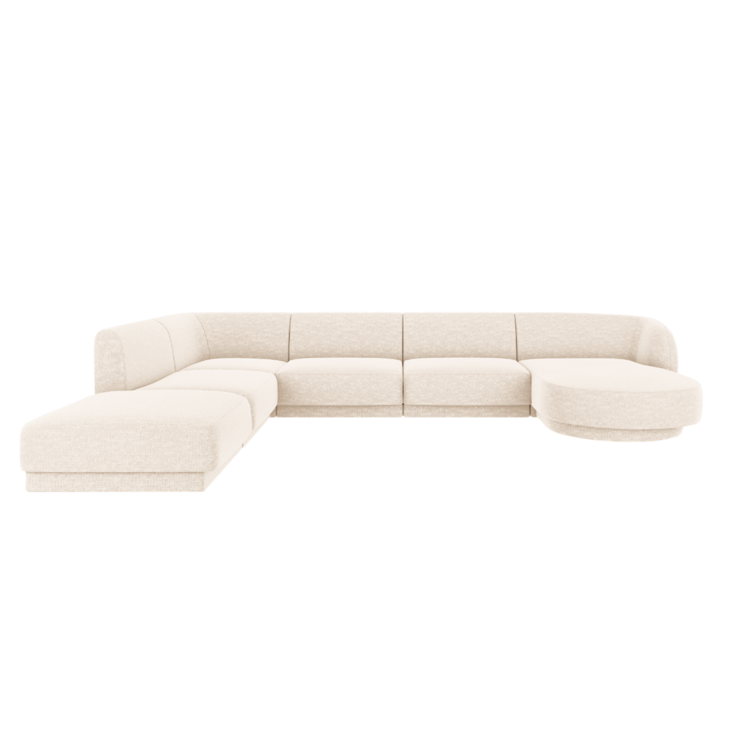 Left-facing U-shaped sofa MILEY ivory chenille