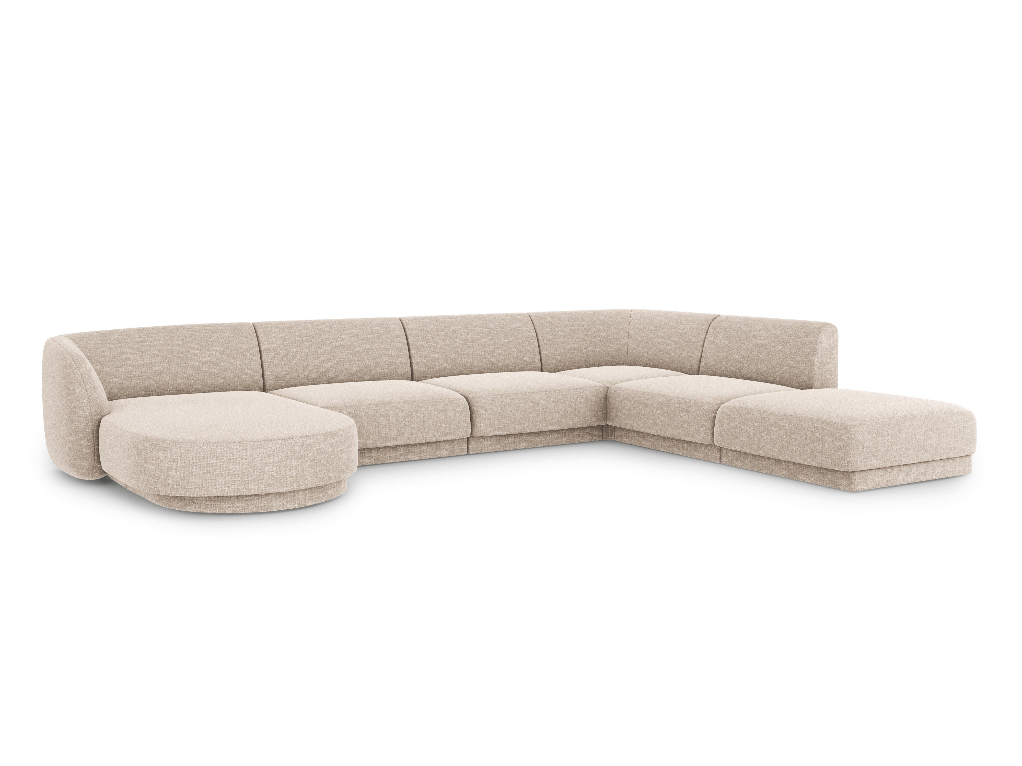 U-förmiger, rechtsseitiger Ecksofa MILEY in beigem Chenille