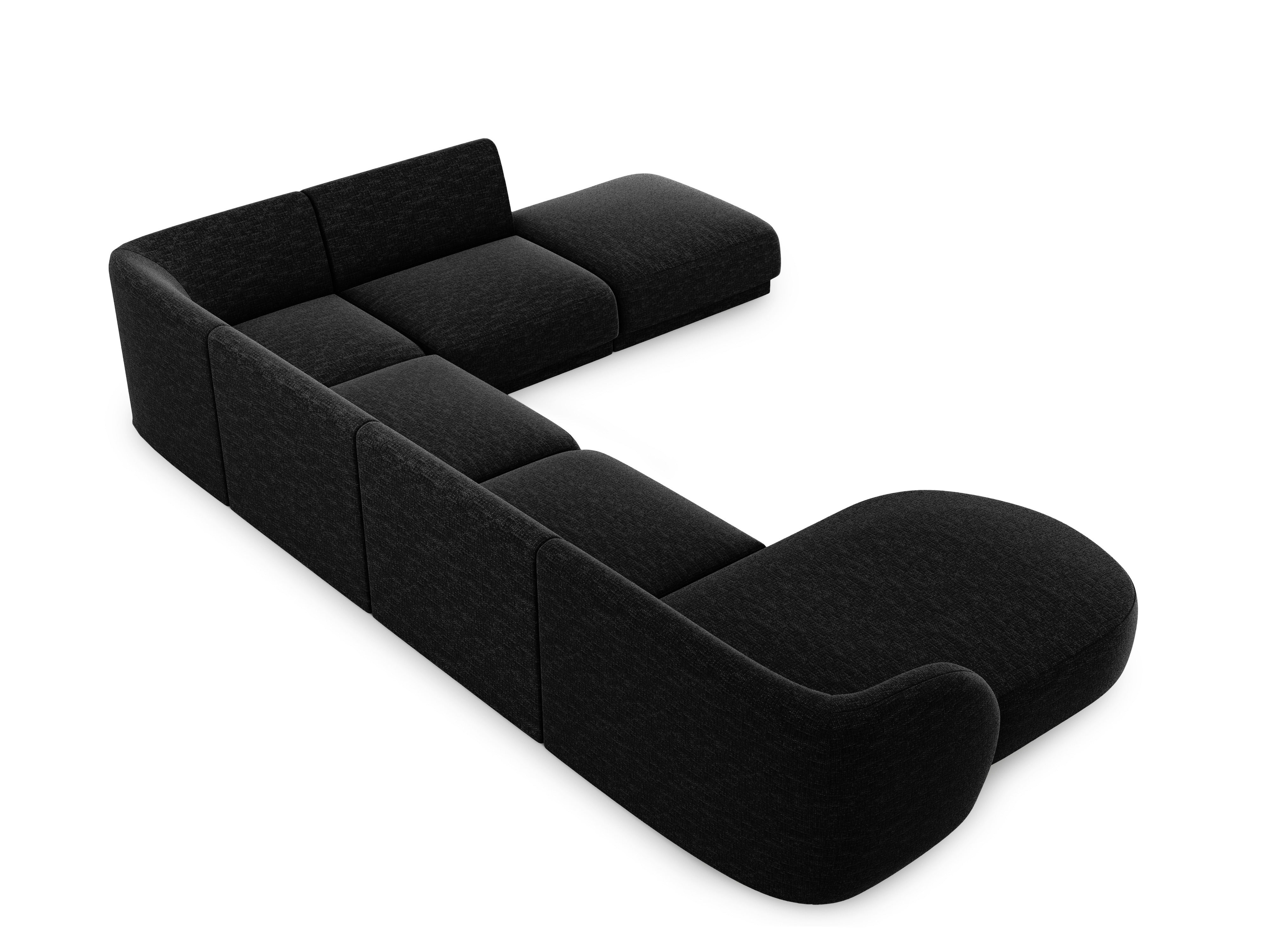 Right-facing U-shaped corner sofa MILEY black chenille