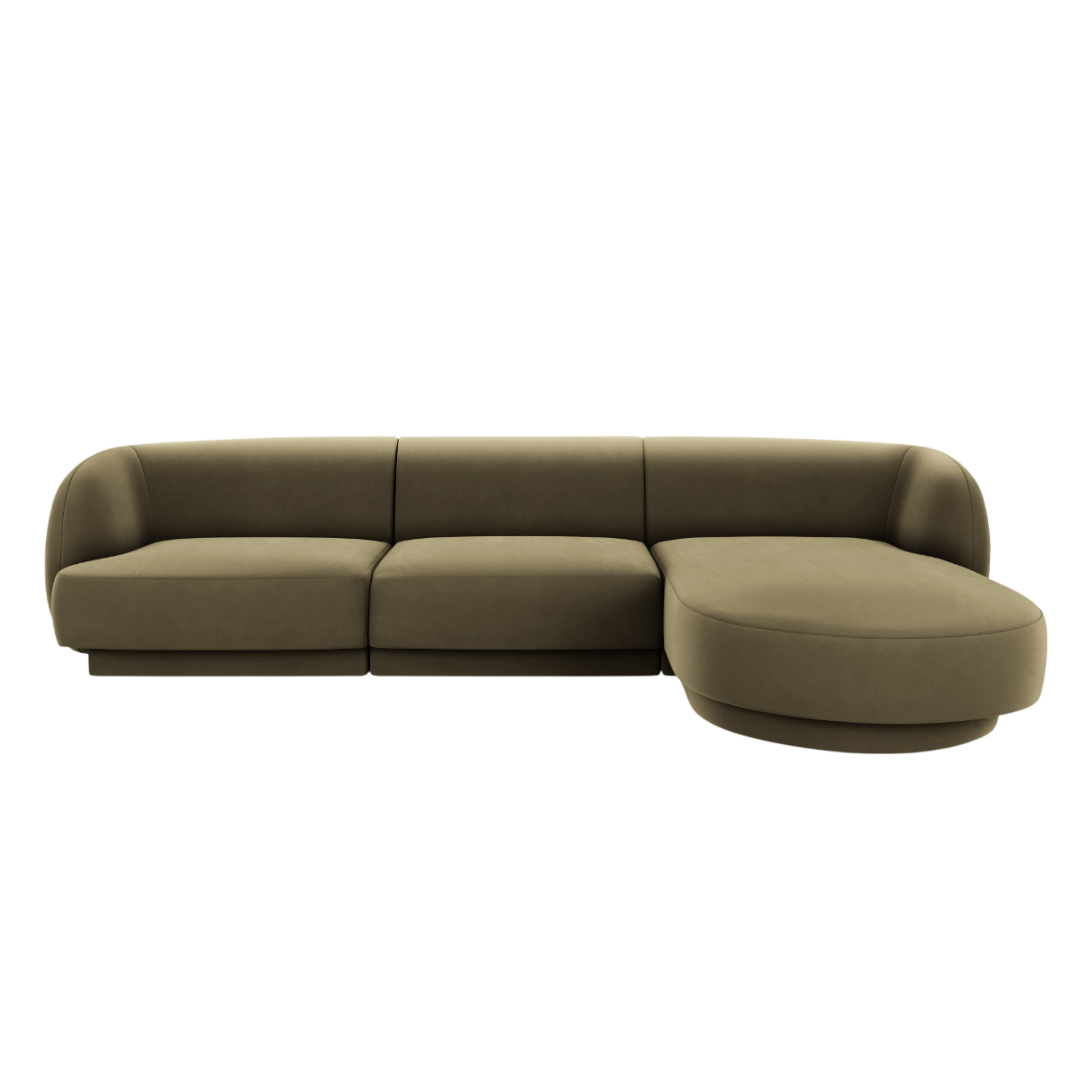 Samt-Ecksofa für 4 Personen rechts MILEY grün