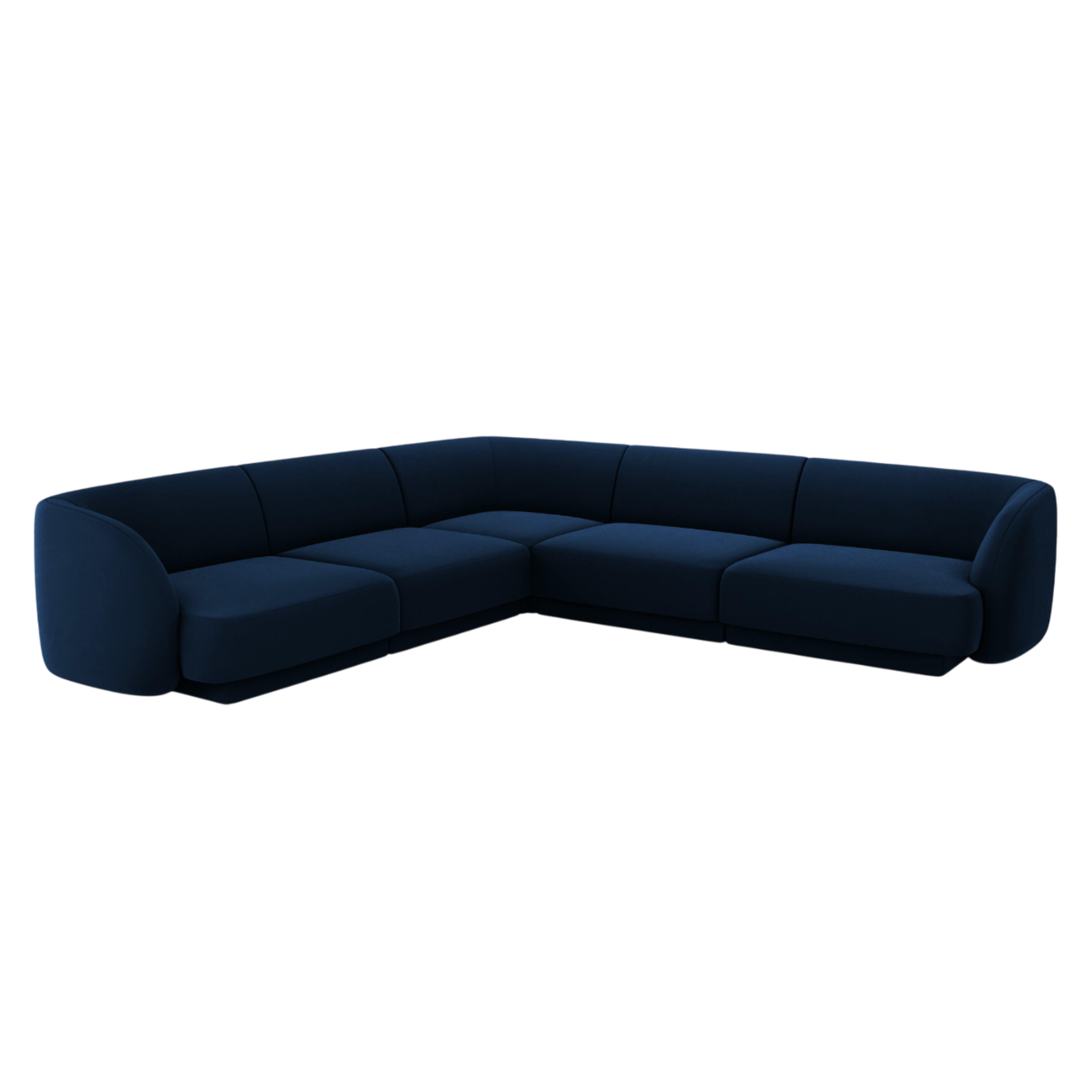 Velvet corner sofa for 5 people MILEY navy blue