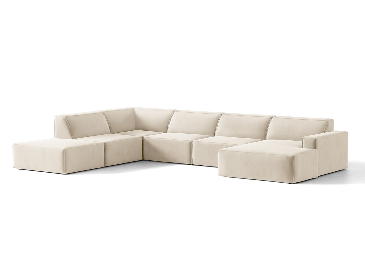 Sofa panoramisch fluweel links JODIE lichtbeige