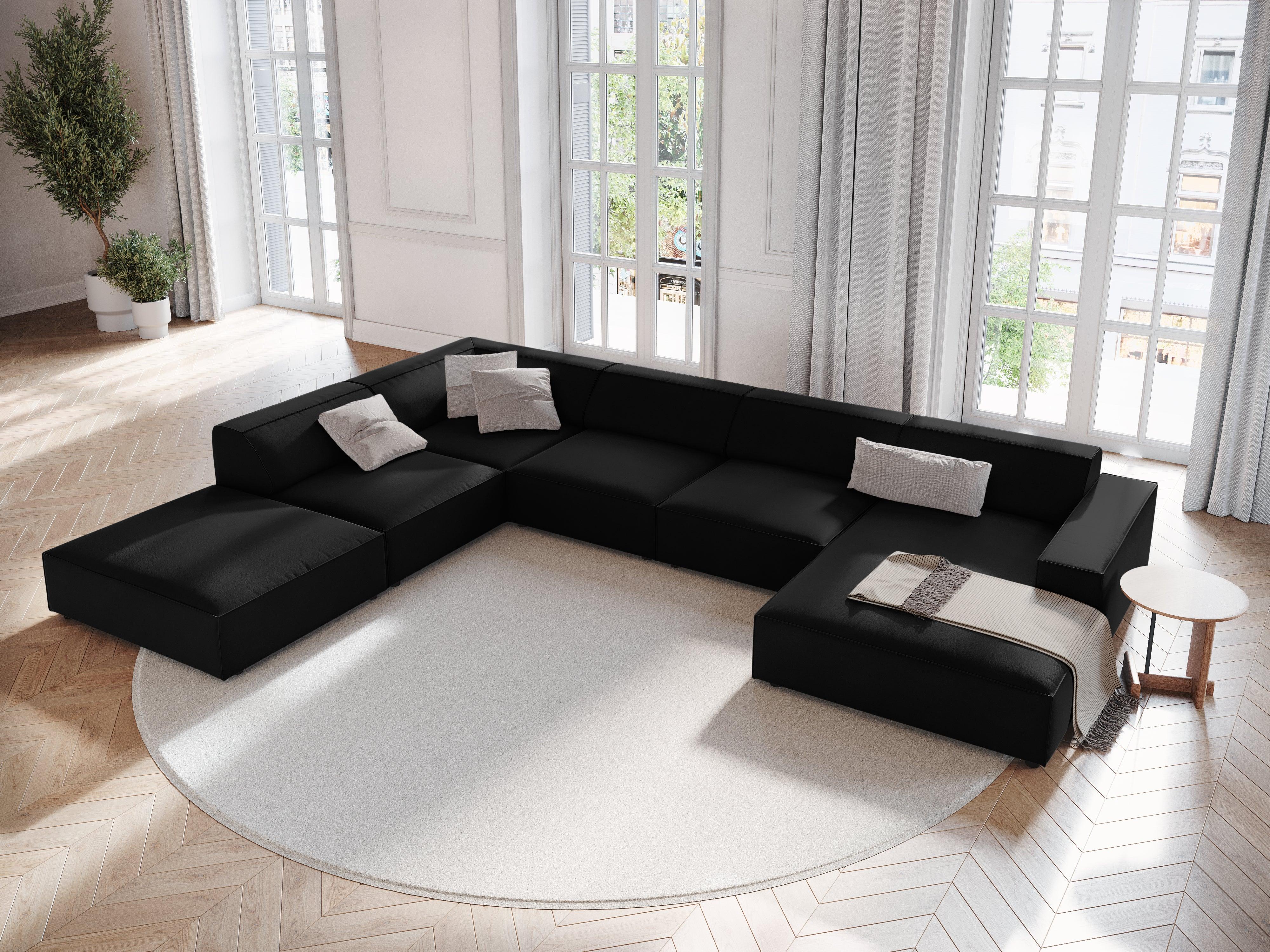 Sofa panoramiczna aksamitna lewostronna JODIE czarny Micadoni Eye on Design
