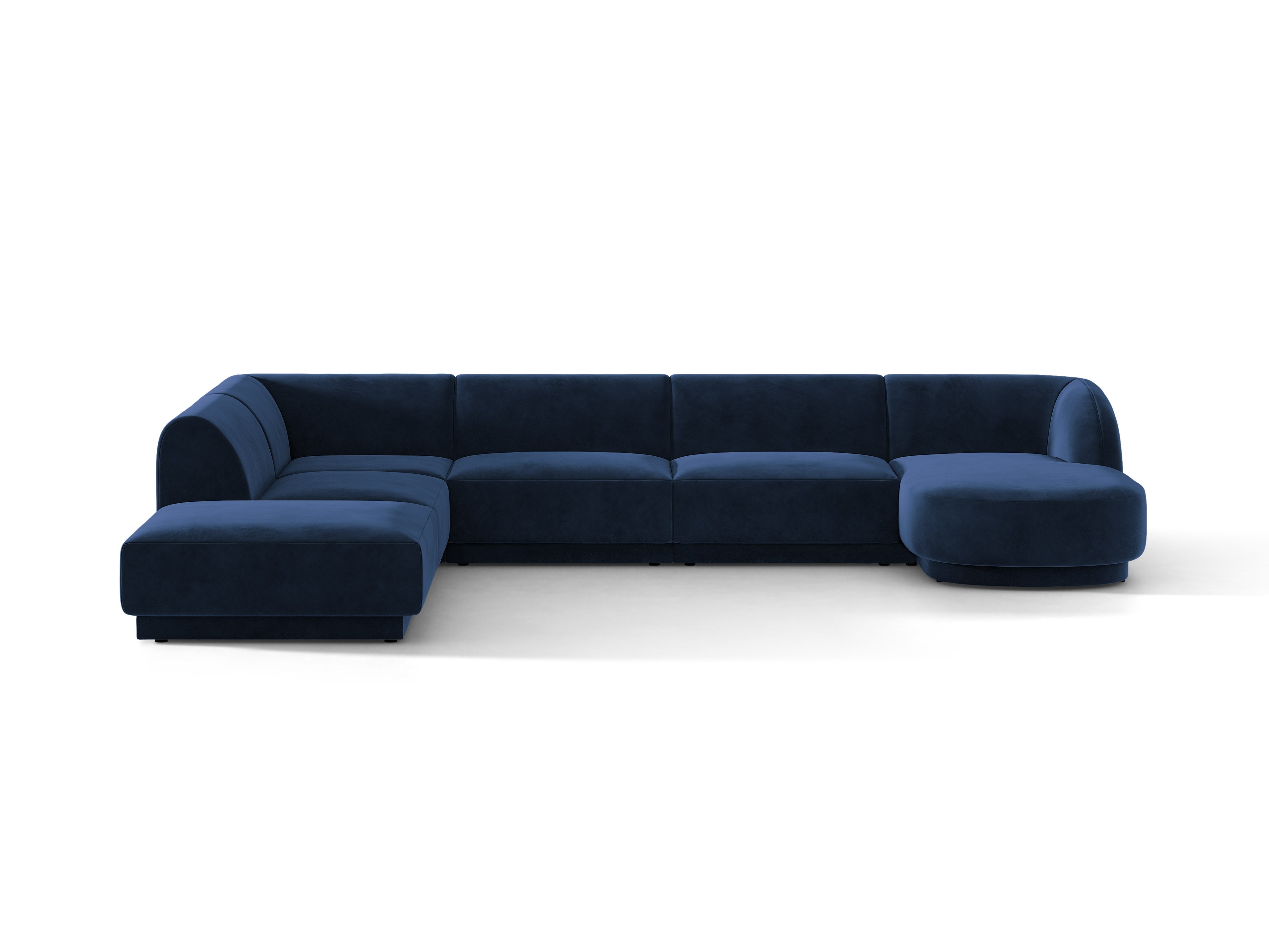 Velours hoekbank voor 6 personen in U-vorm, links MILEY, marineblauw